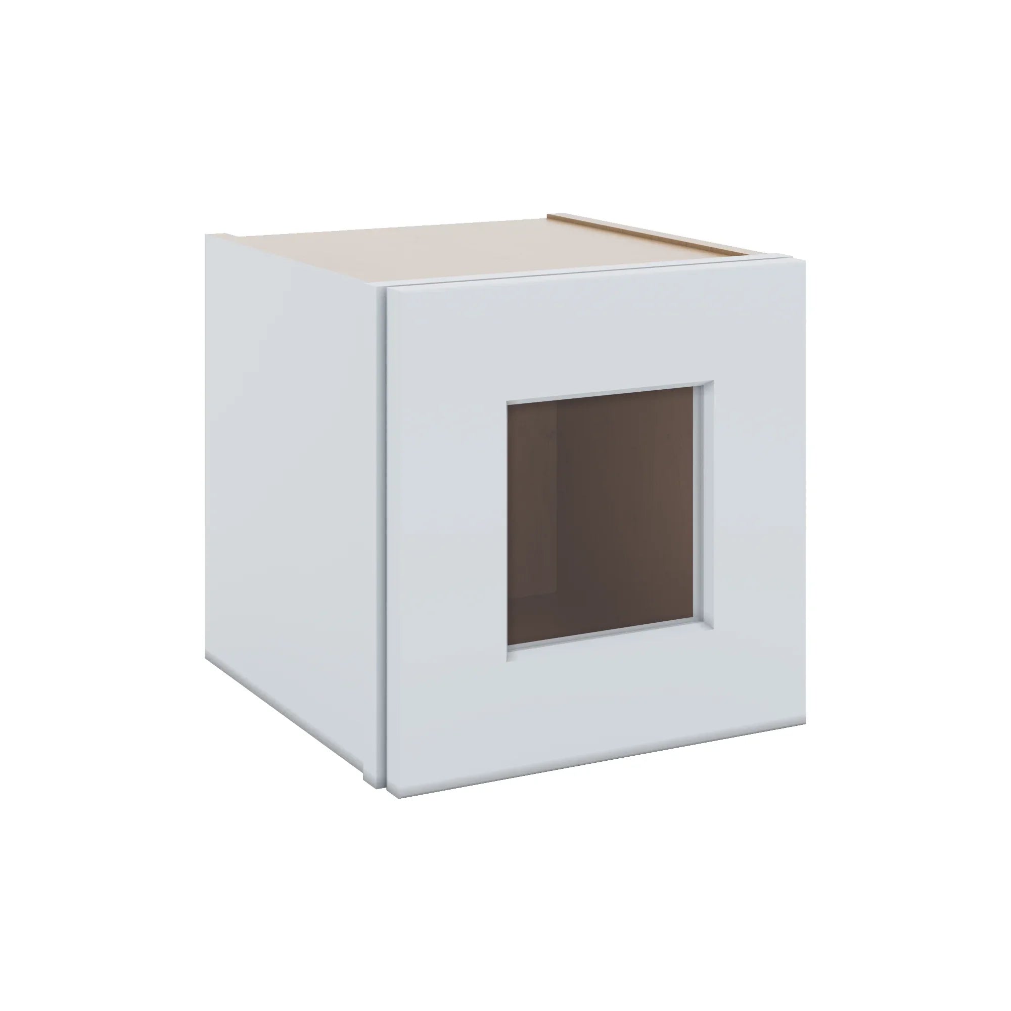 J&K White Shaker S8 Wall Glass Cabinet - 12" W x 12" H (No Glass Insert)
