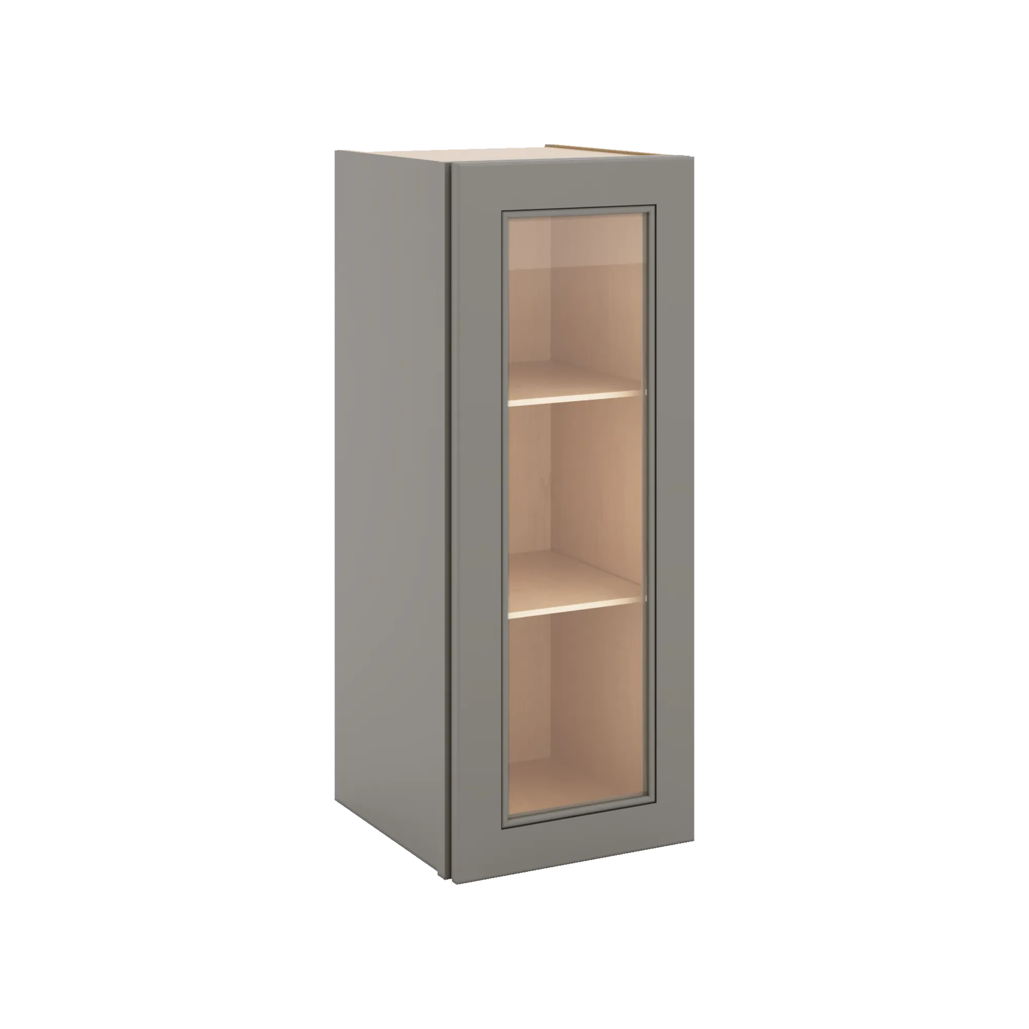 J&K Greige K3 Wall Glass Cabinet - 12" W x 30" H (No Glass Insert)