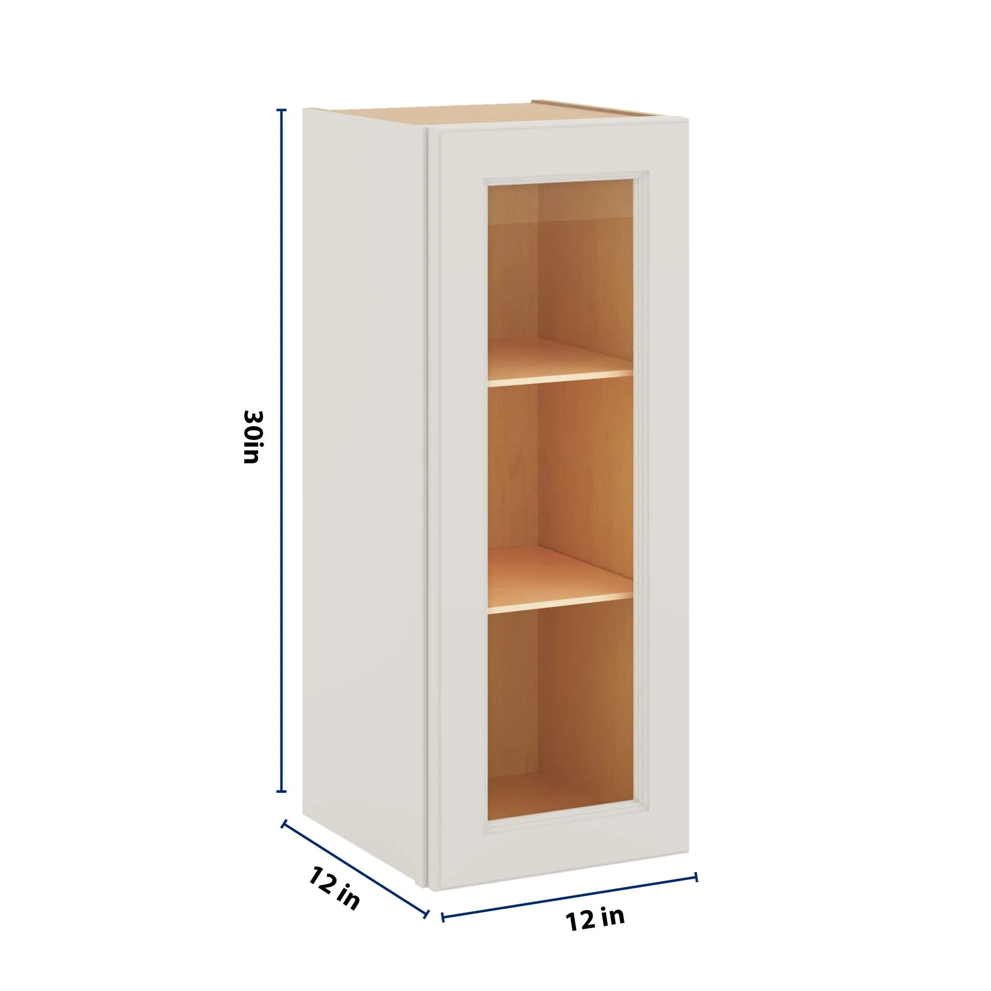 J&K Dove E1 Wall Glass Cabinet - 12" W x 30" H (No Glass Insert)