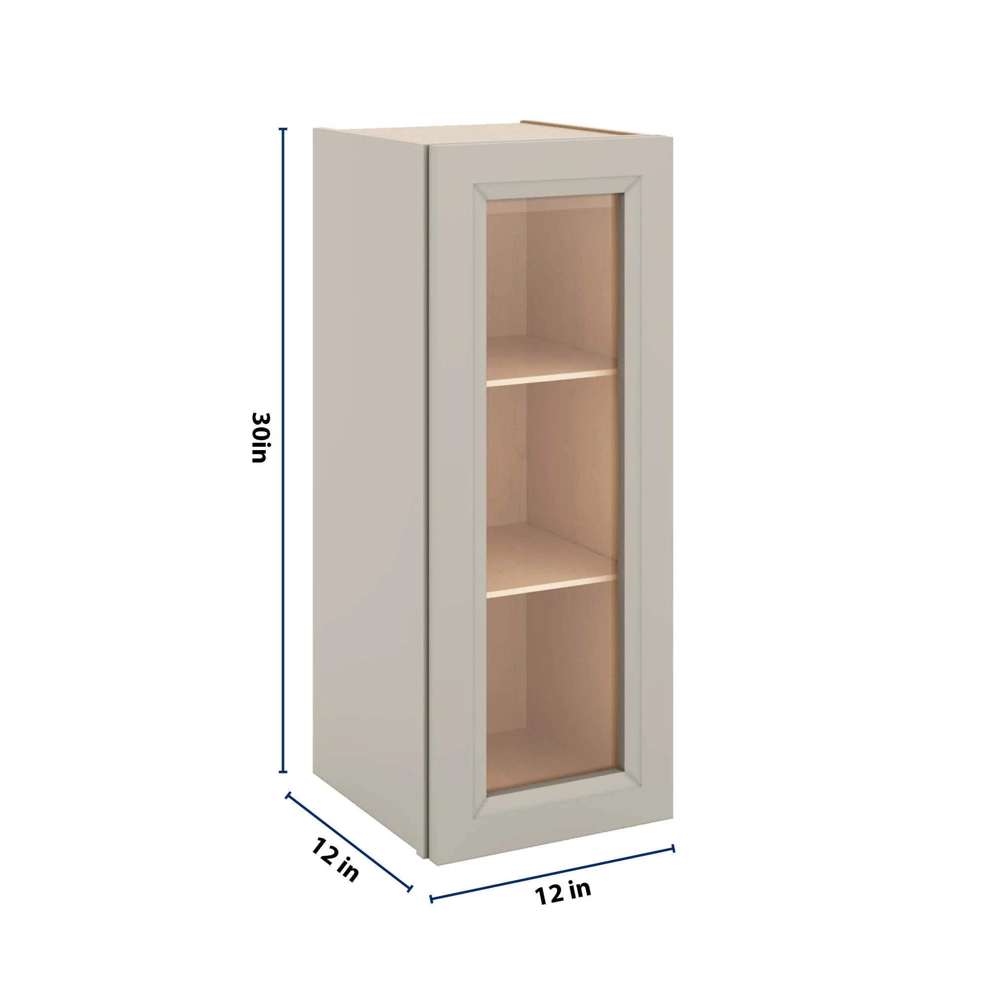J&K Pebble B6 Wall Glass Cabinet - 12" W x 30" H (No Glass Insert)