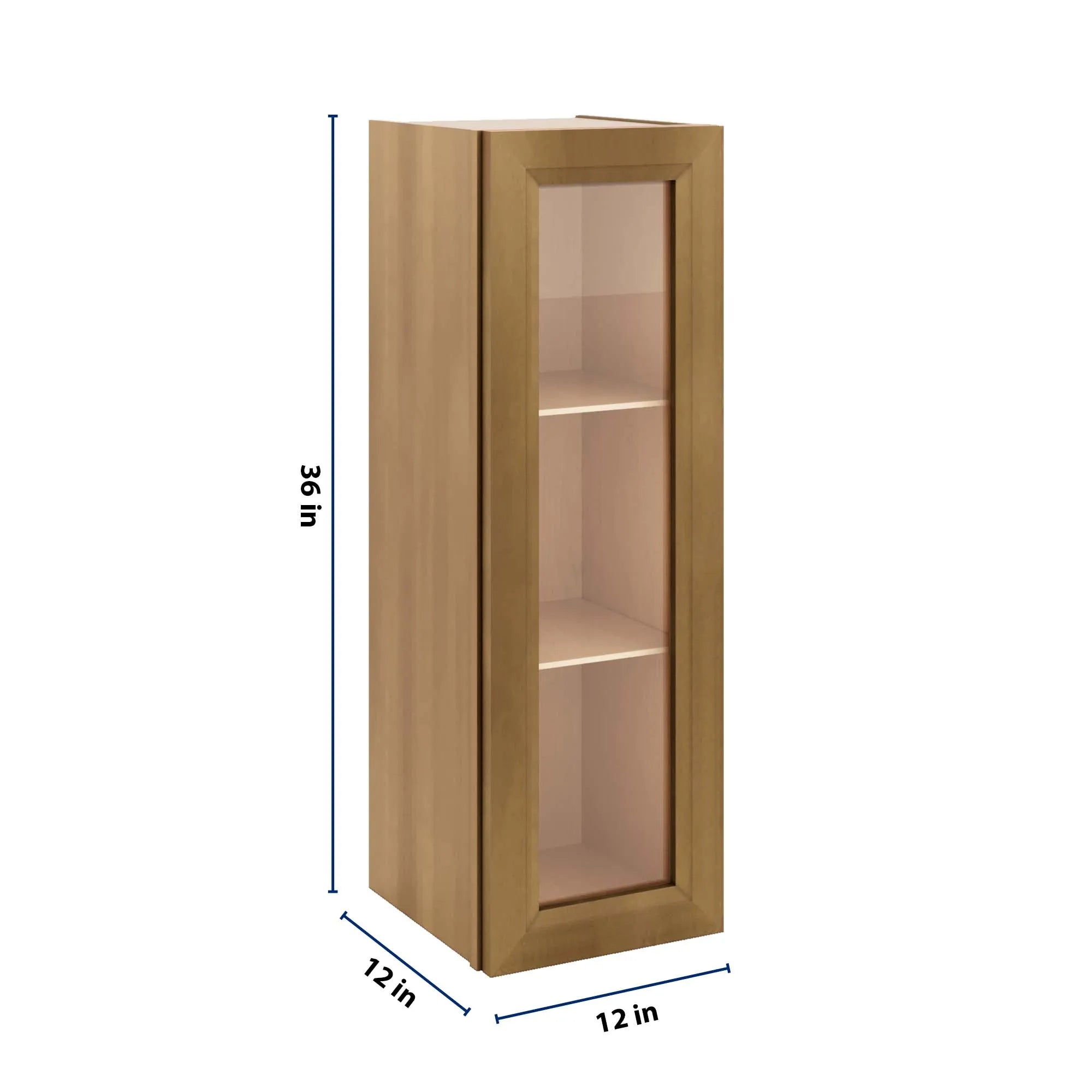 J&K Butterscotch B8 Wall Glass Cabinet - 12" W x 36" H (No Glass Insert)