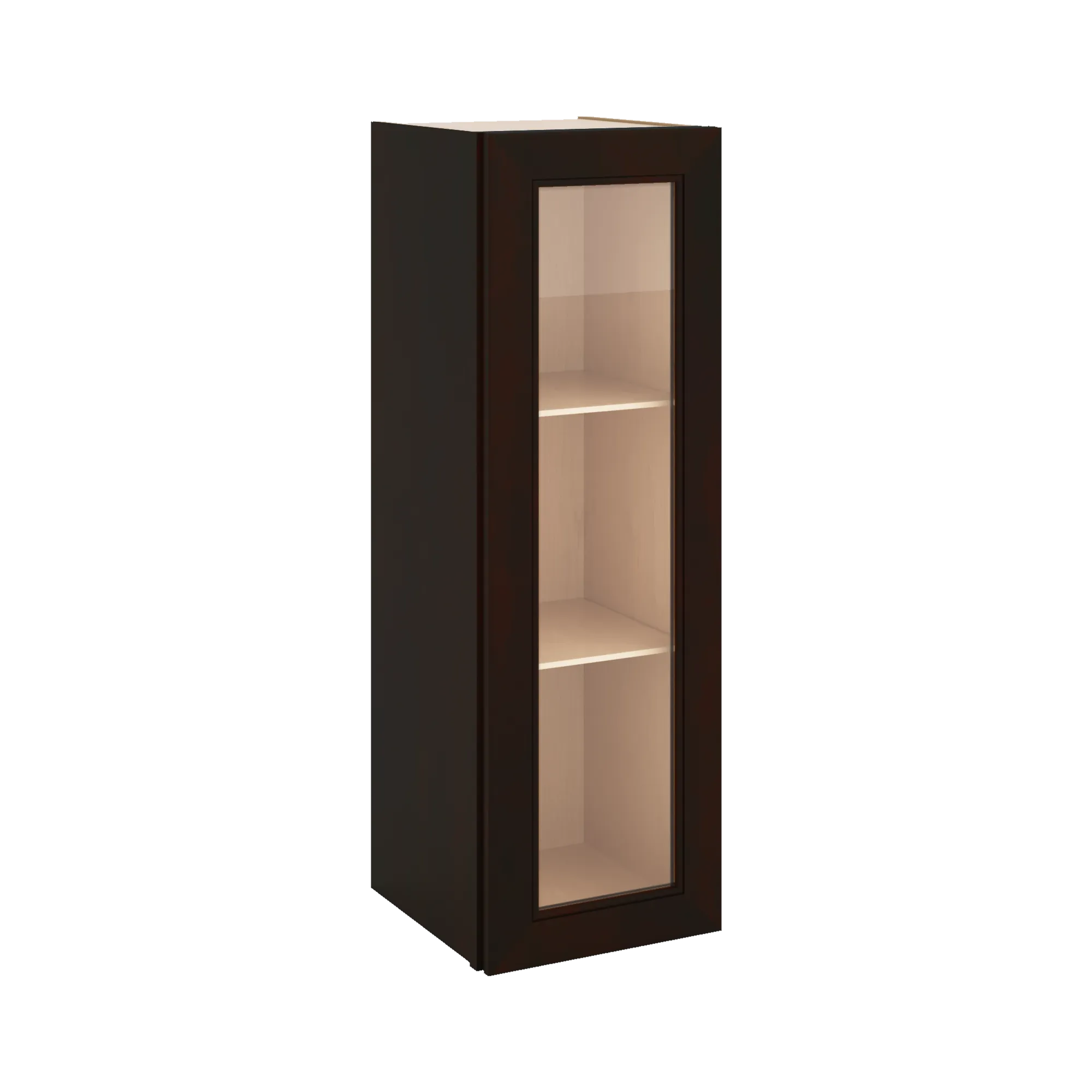 J&K Espresso K8 Wall Glass Cabinet - 12" W x 36" H (No Glass Insert)