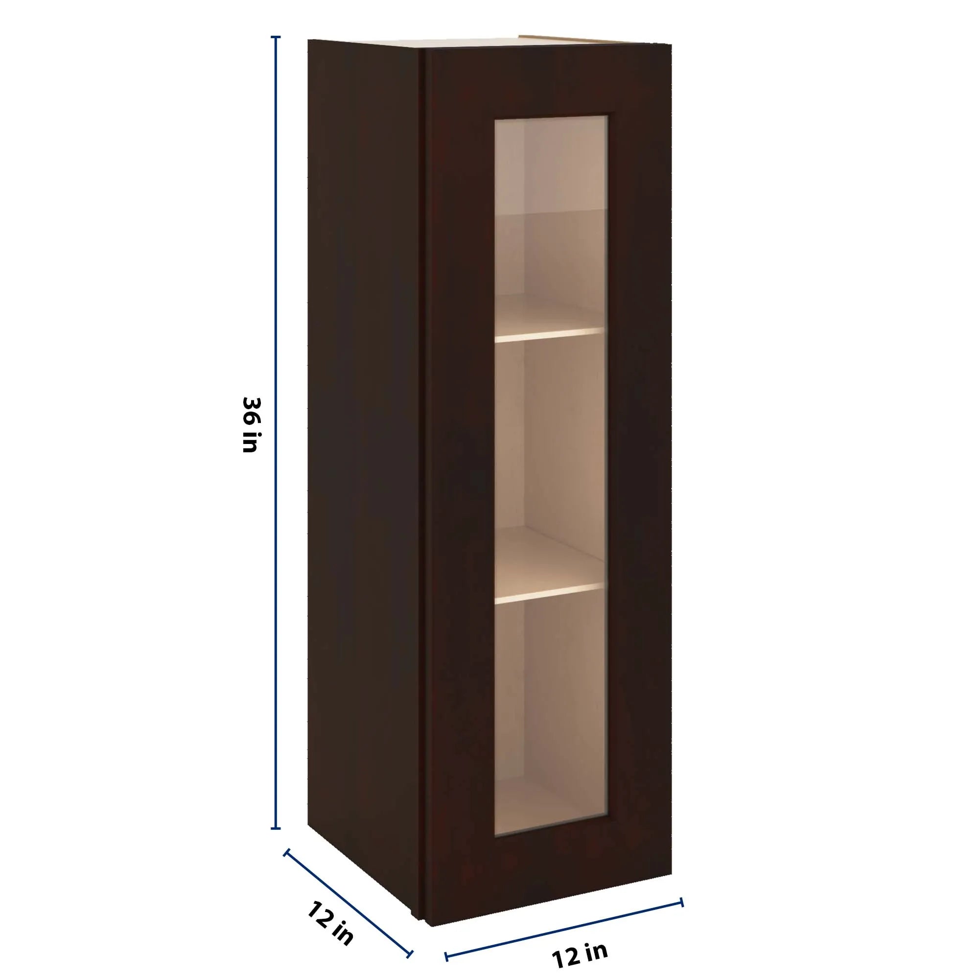 J&K Java Coffee S1 Wall Glass Cabinet - 12" W x 36" H (No Glass Insert)