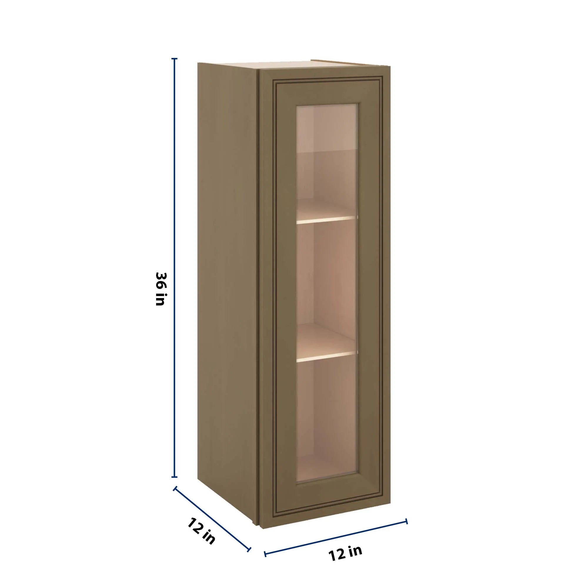 J&K Hazel H8 Wall Glass Cabinet - 12" W x 36" H (No Glass Insert)