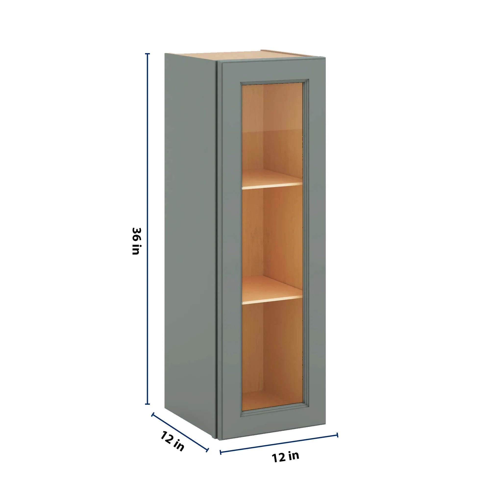 J&K Sage E3 Wall Glass Cabinet - 12" W x 36" H (No Glass Insert)