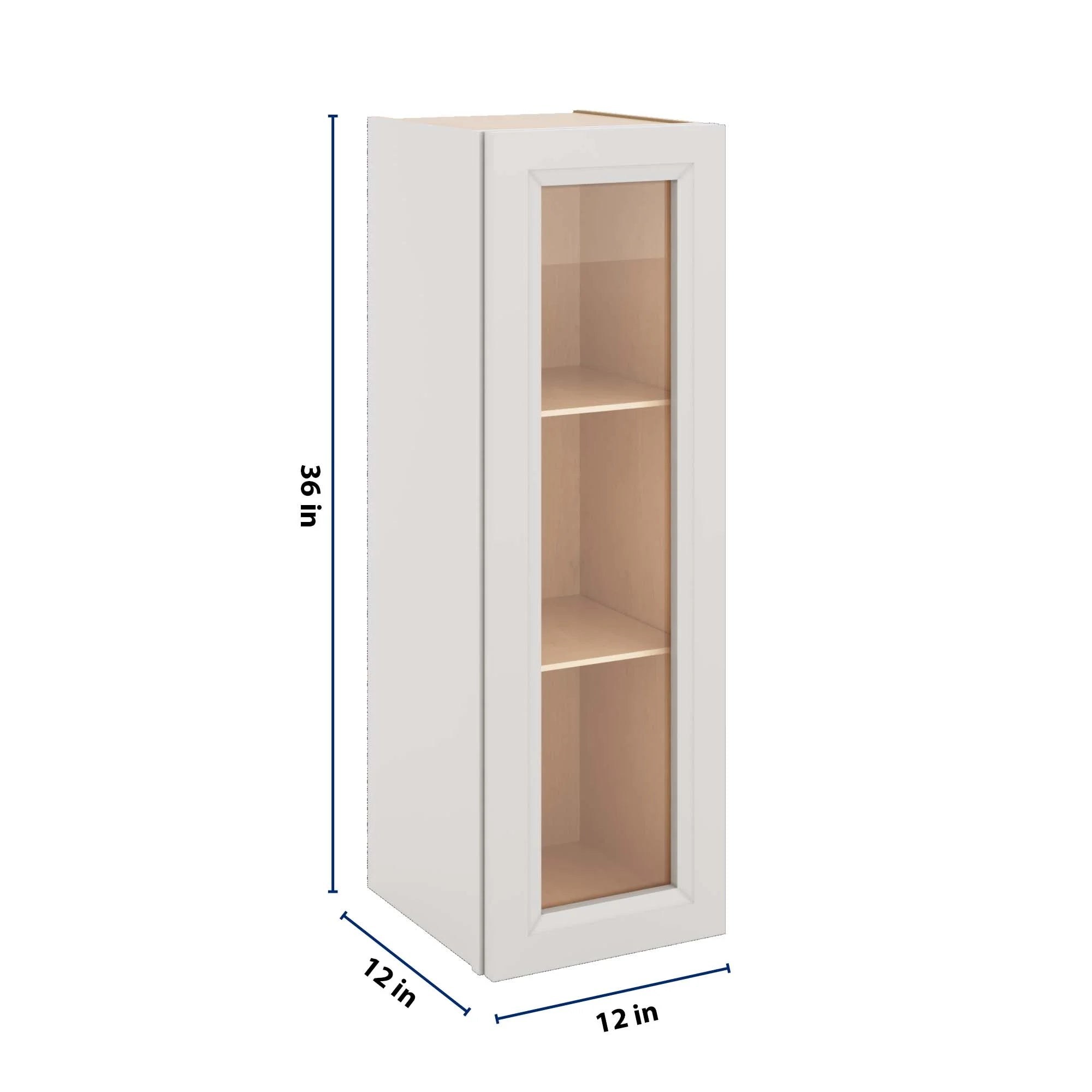 J&K Pure B5 Wall Glass Cabinet - 12" W x 36" H (No Glass Insert)