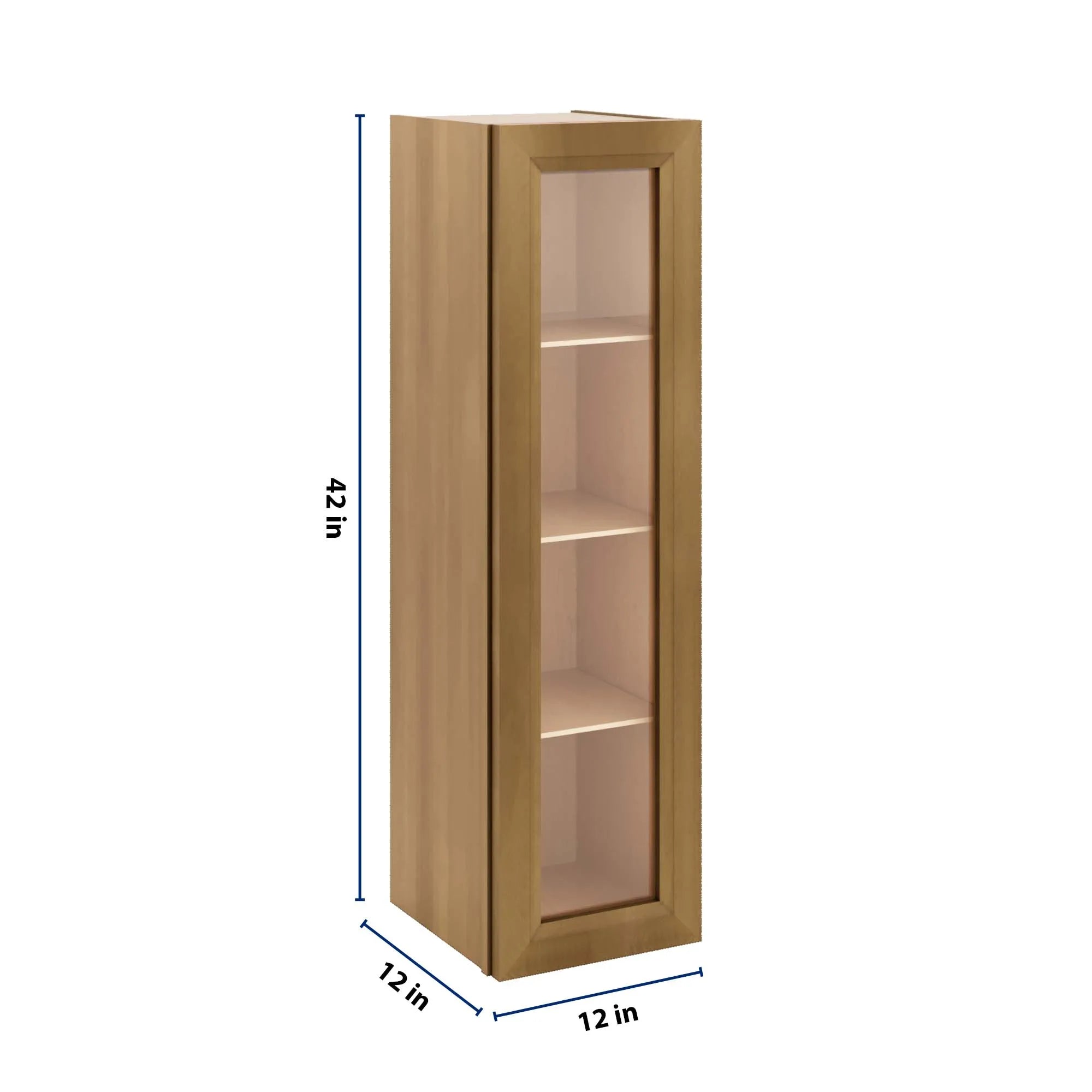 J&K Butterscotch B8 Wall Glass Cabinet - 12" W x 42" H (No Glass Insert)