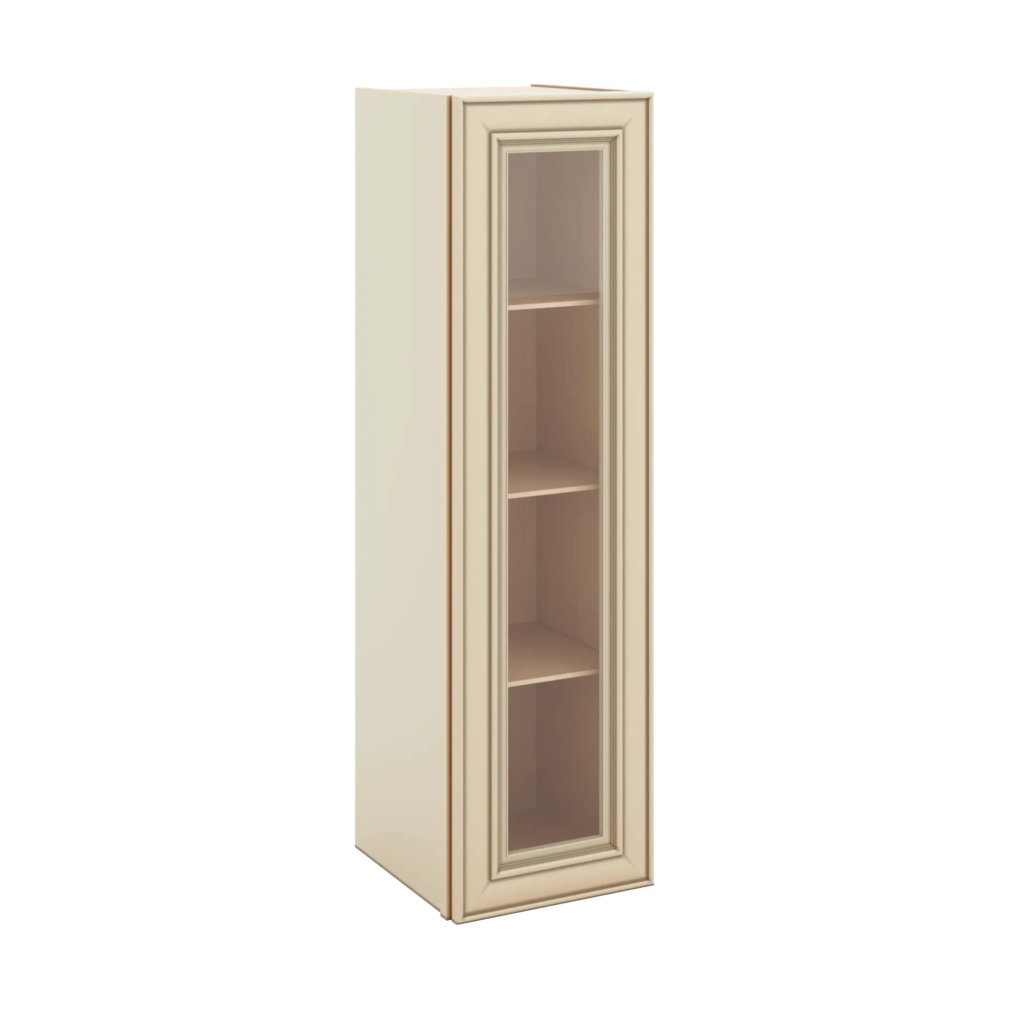 J&K Creme Glazed A7 Wall Glass Cabinet - 12" W x 42" H (No Glass Insert)