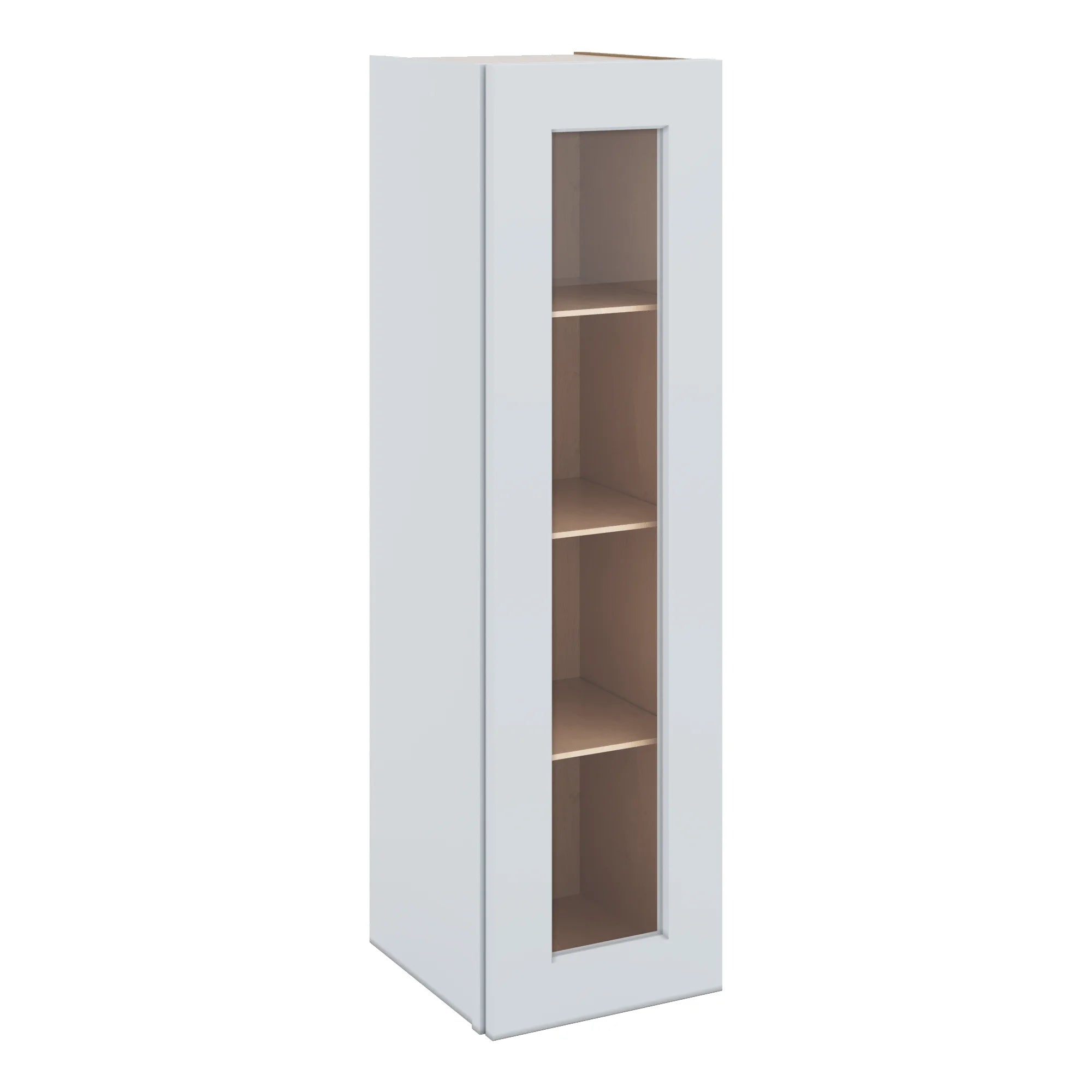 J&K White Shaker S8 Wall Glass Cabinet - 12" W x 42" H (No Glass Insert)