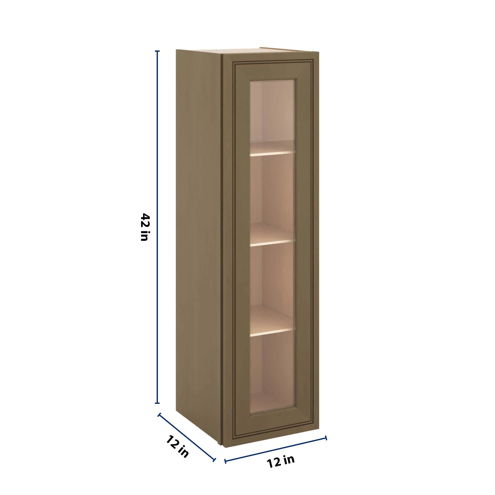 J&K Hazel H8 Wall Glass Cabinet - 12" W x 42" H (No Glass Insert)