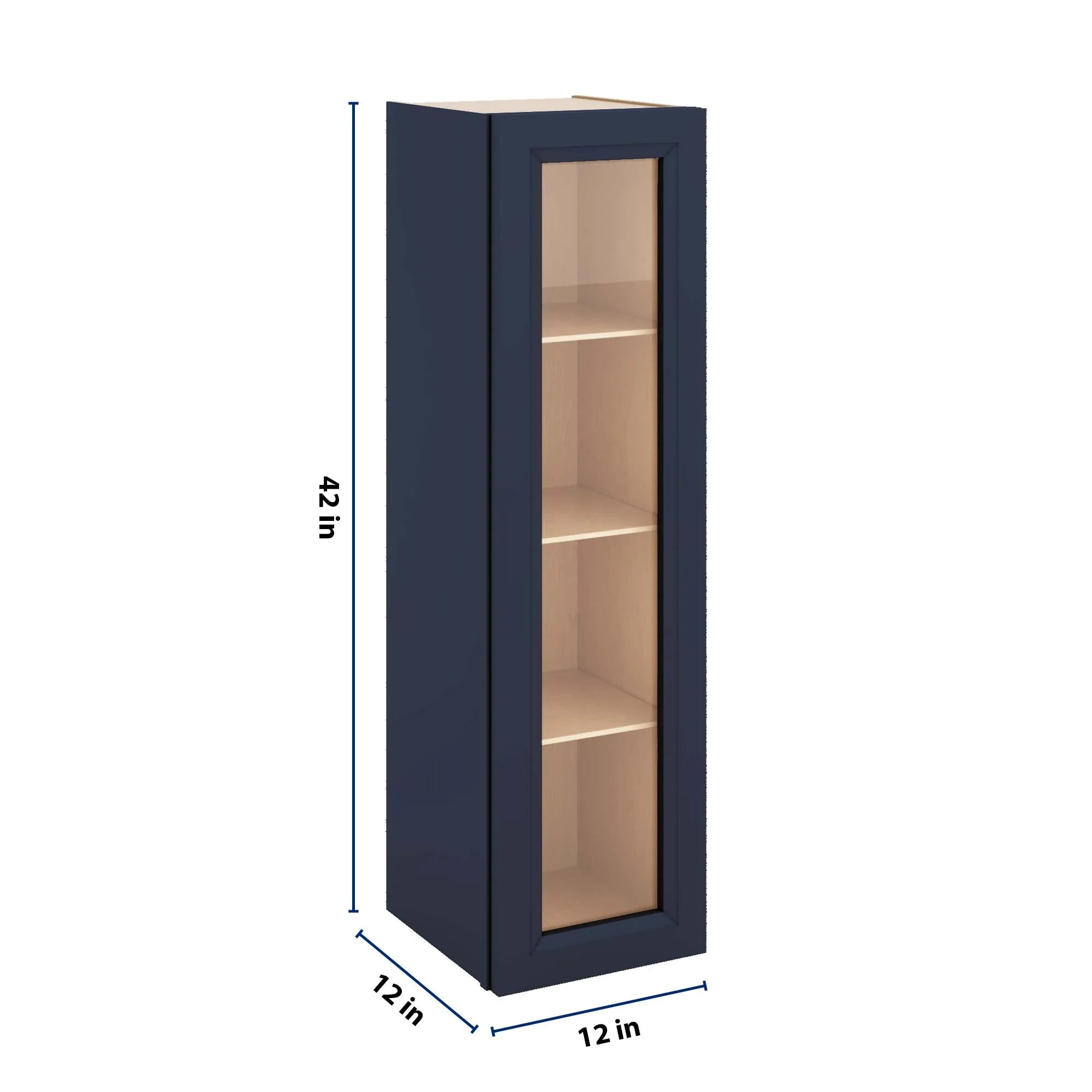 J&K Naval B7 Wall Glass Cabinet - 12" W x 42" H (No Glass Insert)