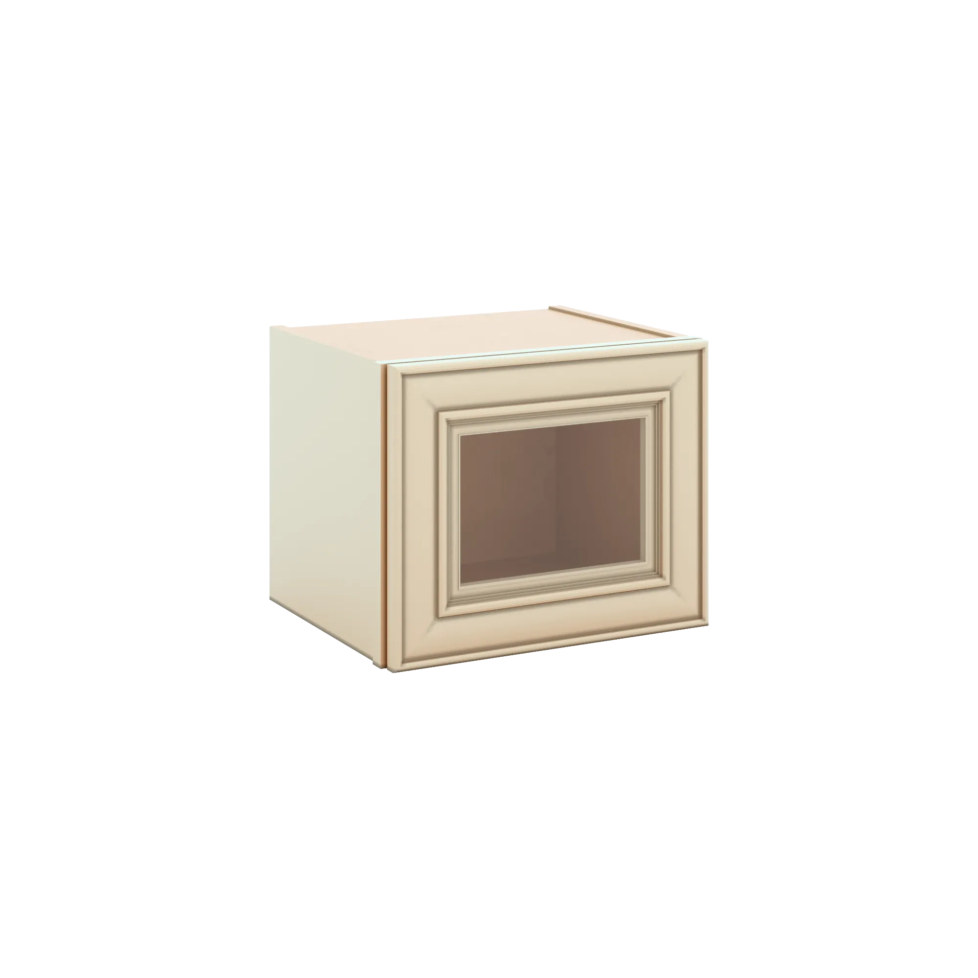 J&K Creme Glazed A7 Wall Glass Cabinet - 15" W x 12" H (No Glass Insert)