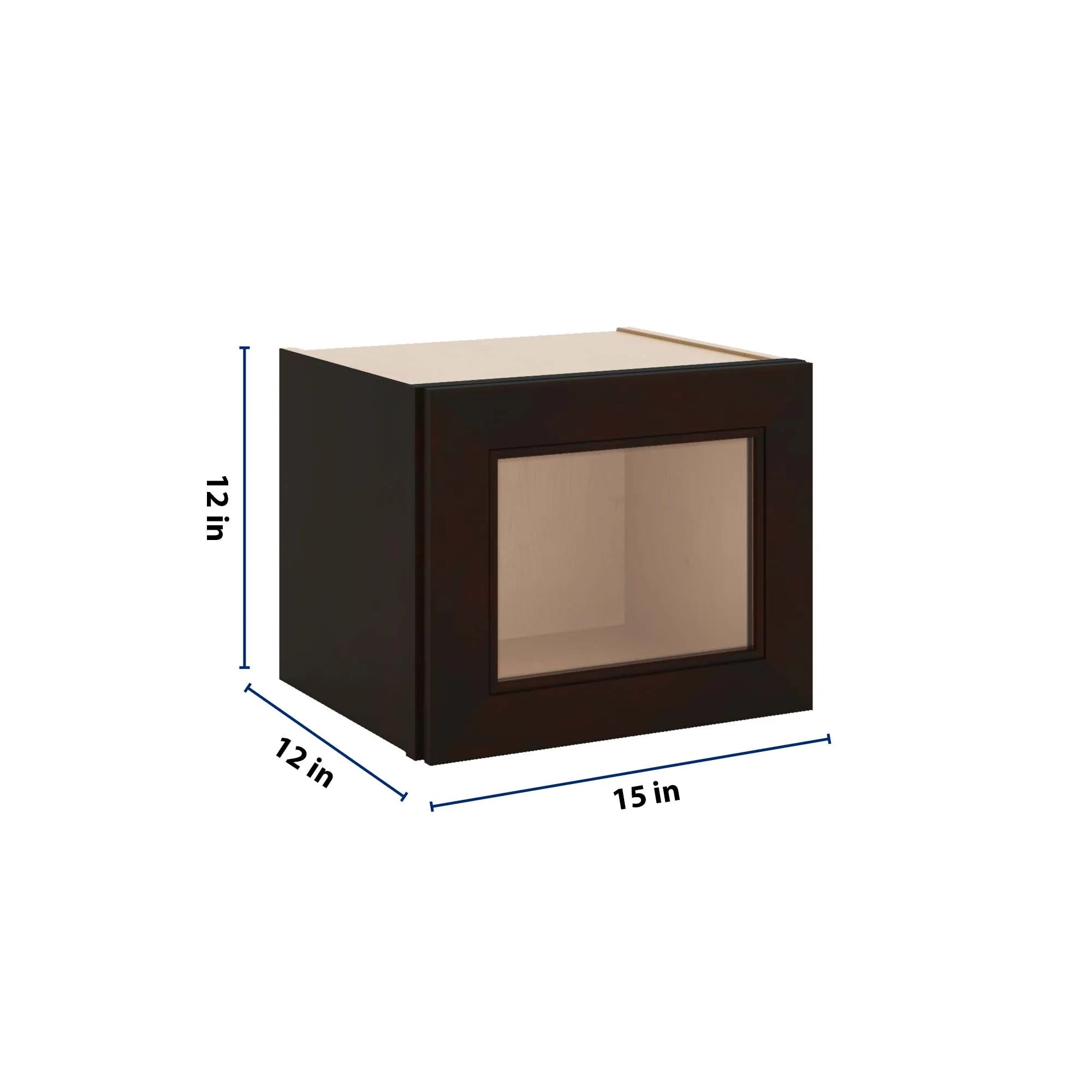 J&K Espresso K8 Wall Glass Cabinet - 15" W x 12" H (No Glass Insert)