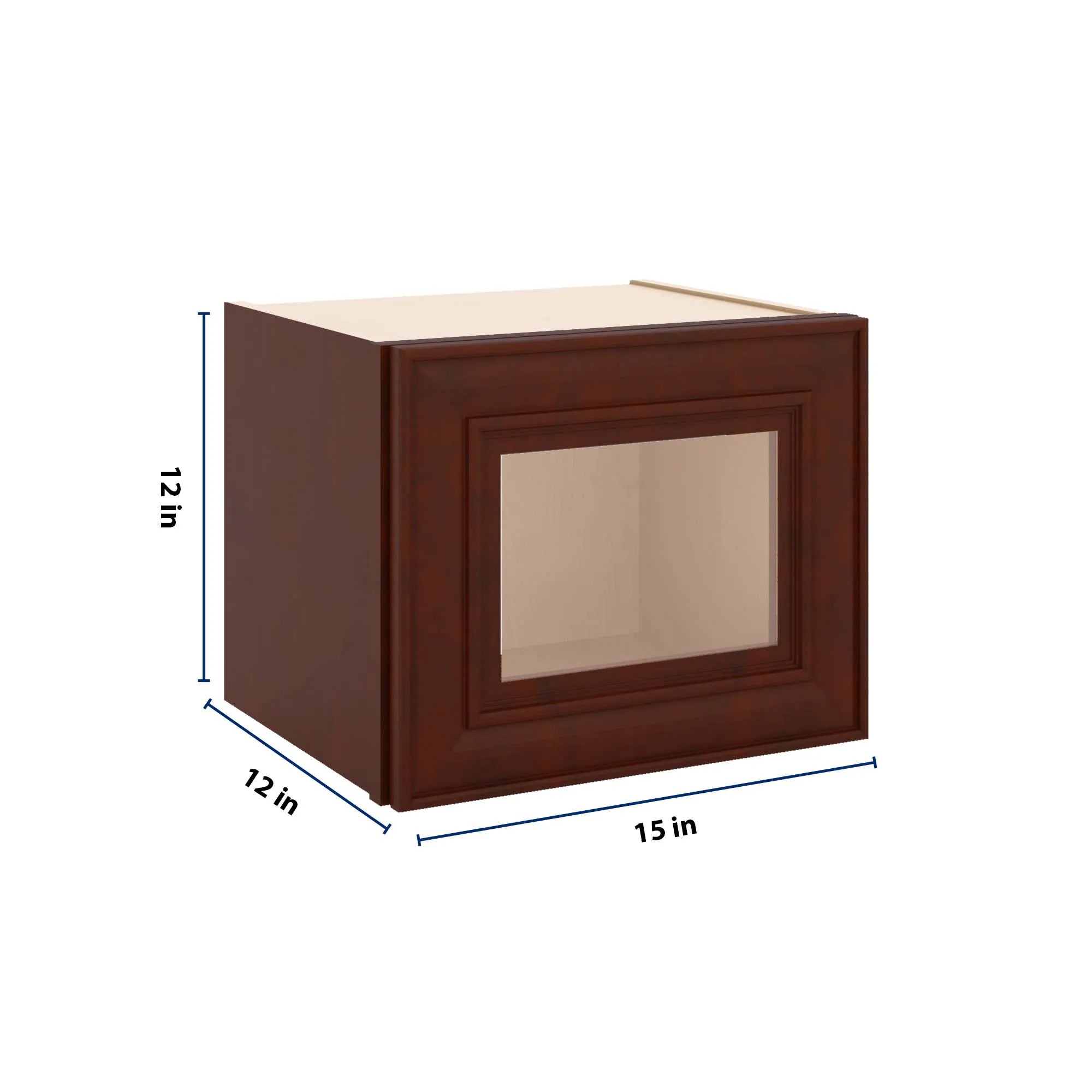 J&K Mahogany J5 Wall Glass Cabinet - 15" W x 12" H (No Glass Insert)