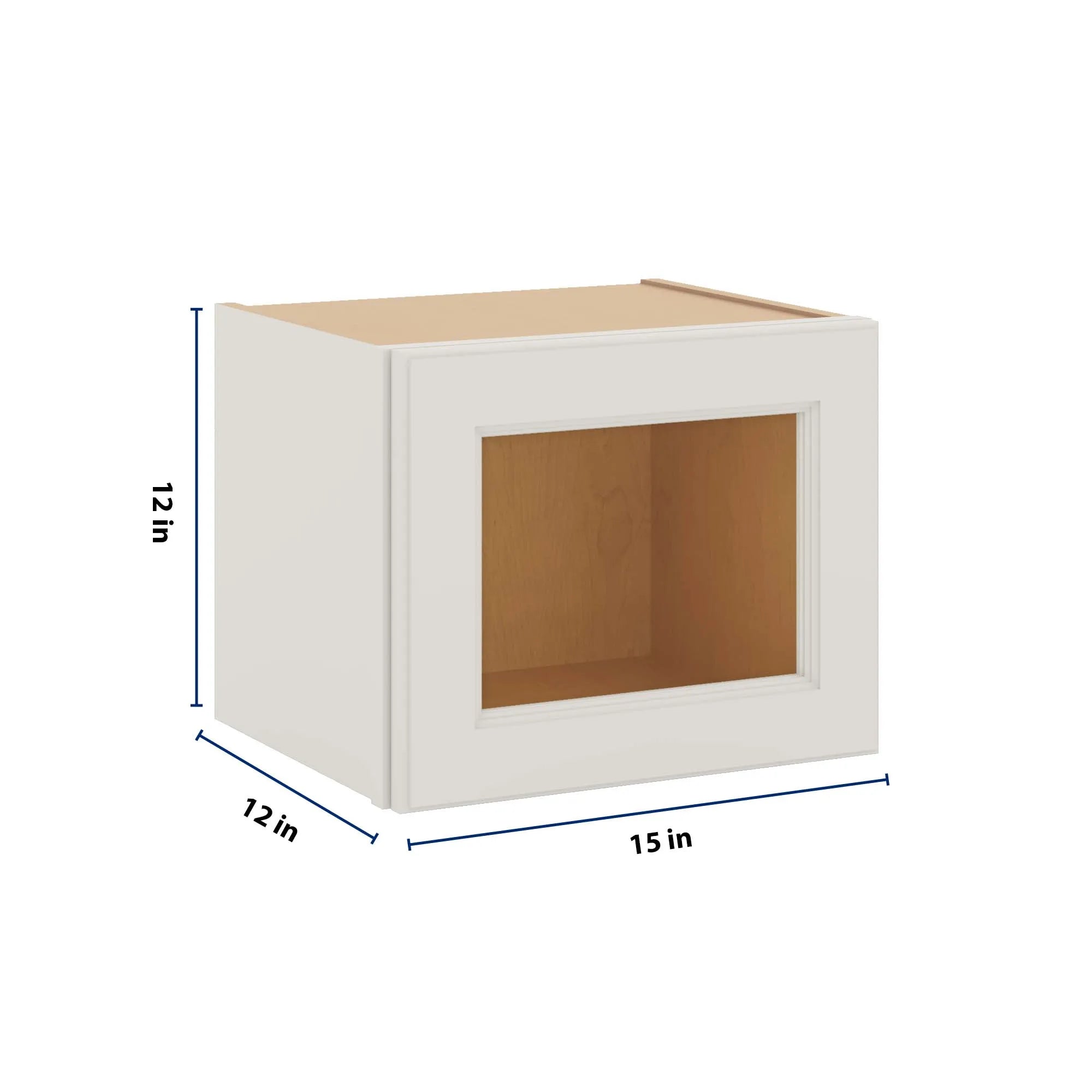 J&K Dove E1 Wall Glass Cabinet - 15" W x 12" H (No Glass Insert)