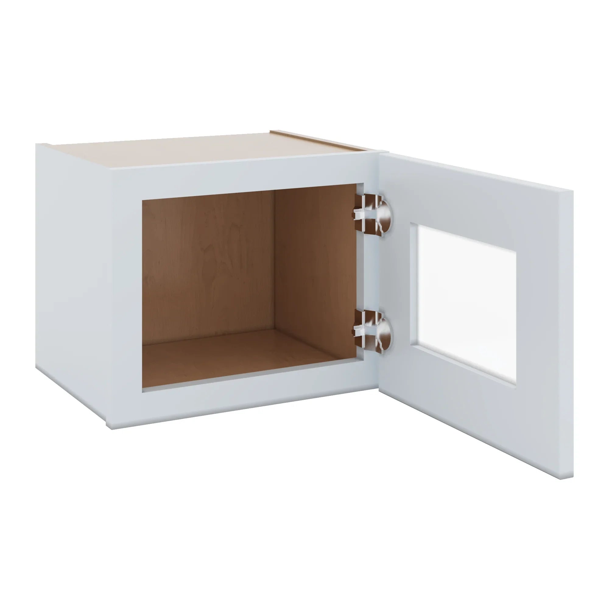J&K White Shaker S8 Wall Glass Cabinet 15" W x 12" H (No Glass Insert)
