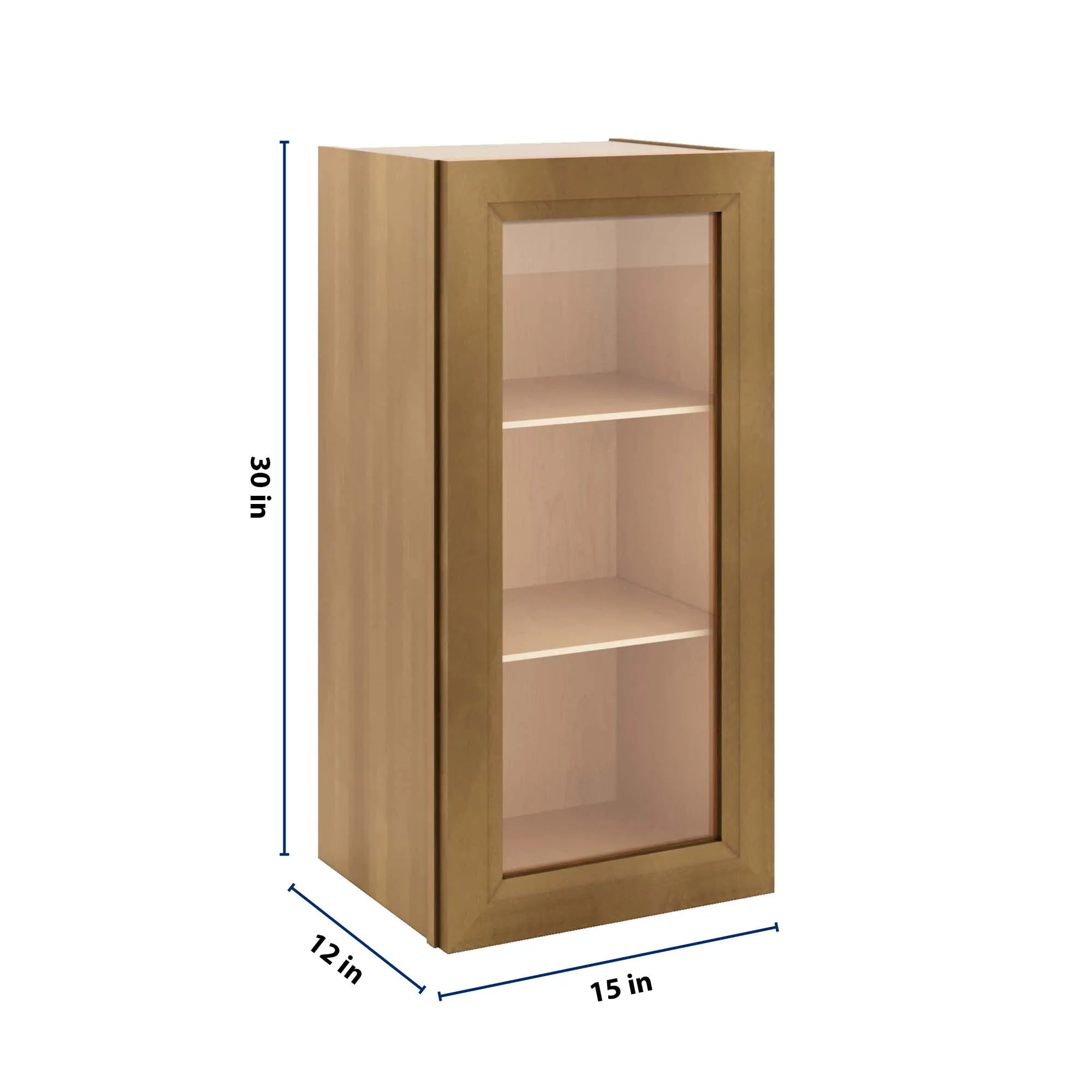 J&K Butterscotch B8 Wall Glass Cabinet - 15" W x 30" H (No Glass Insert)