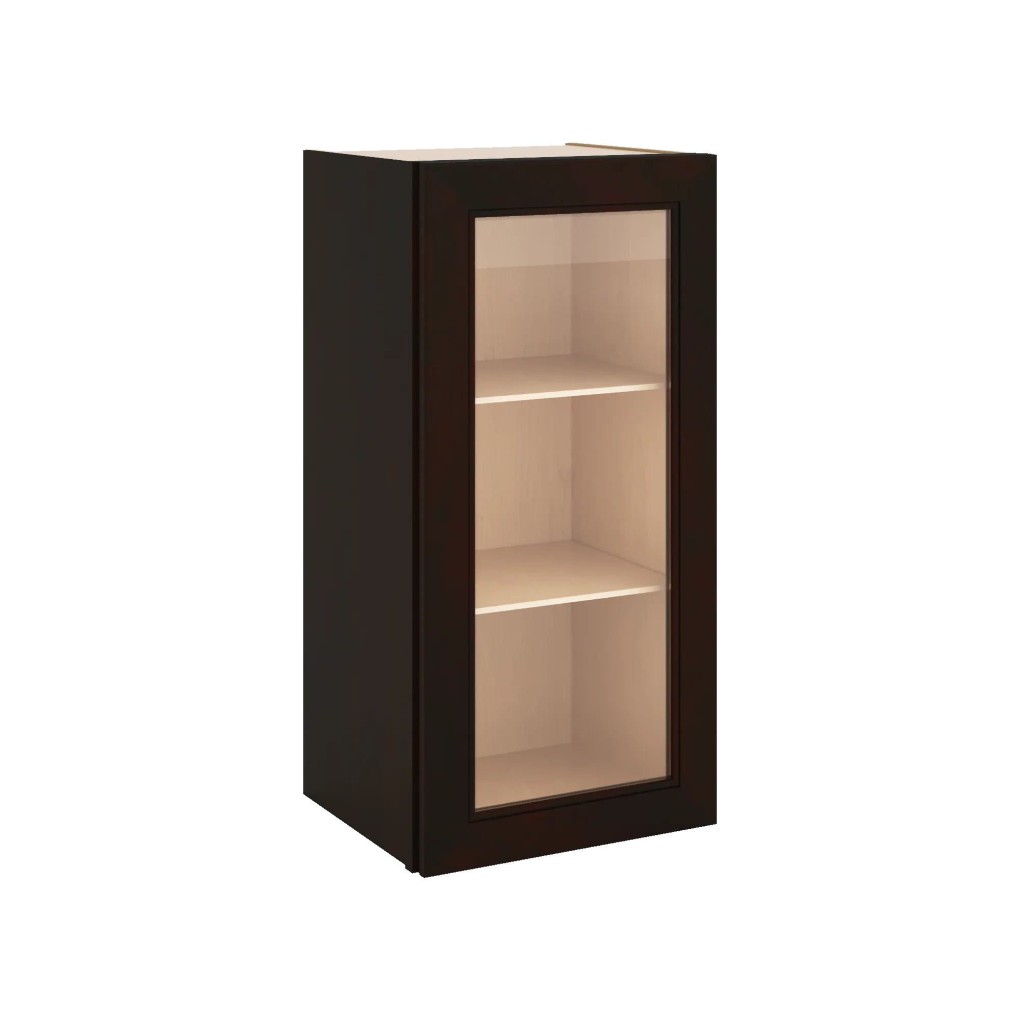 J&K Espresso K8 Wall Glass Cabinet - 15" W x 30" H (No Glass Insert)