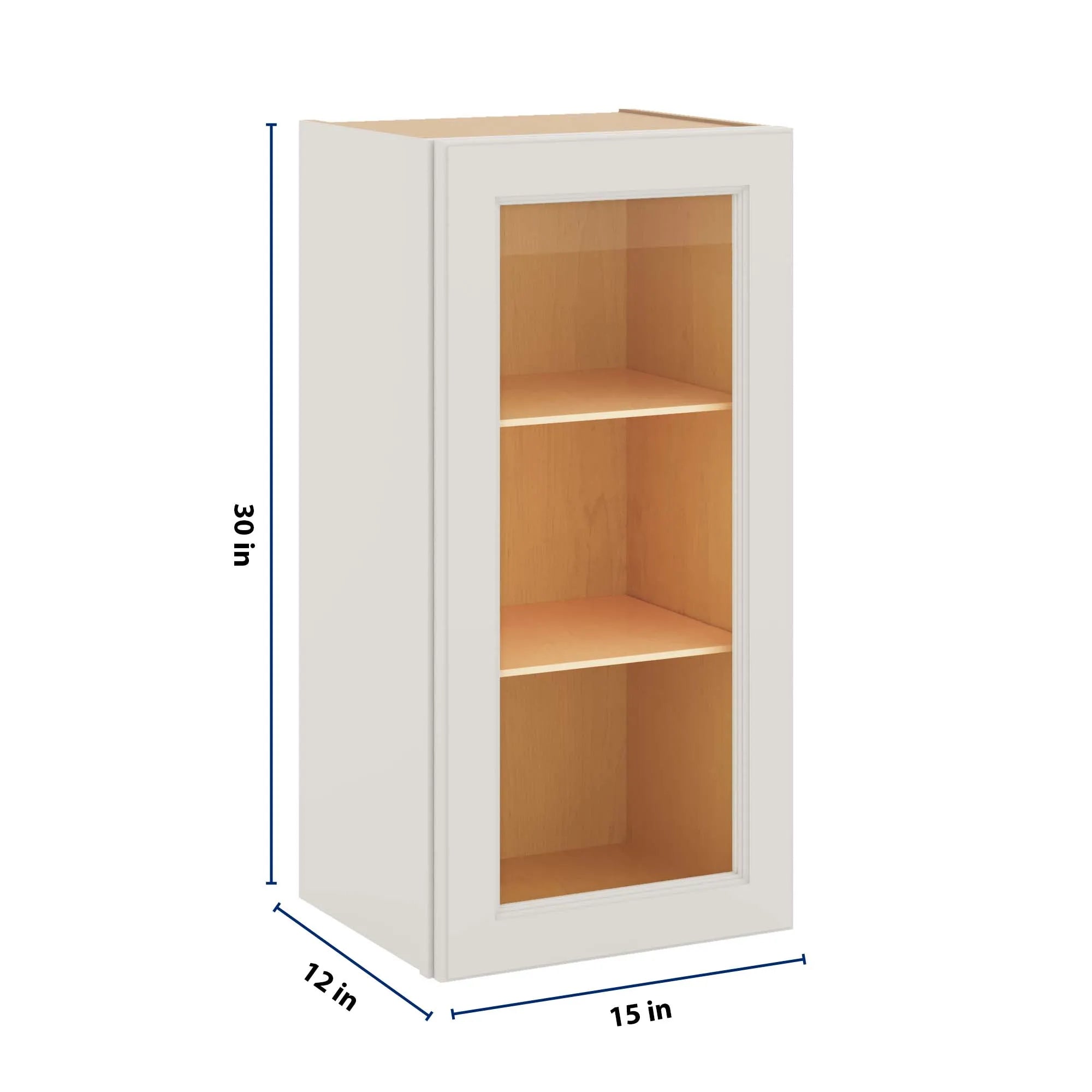 J&K Dove E1 Wall Glass Cabinet - 15" W x 30" H (No Glass Insert)