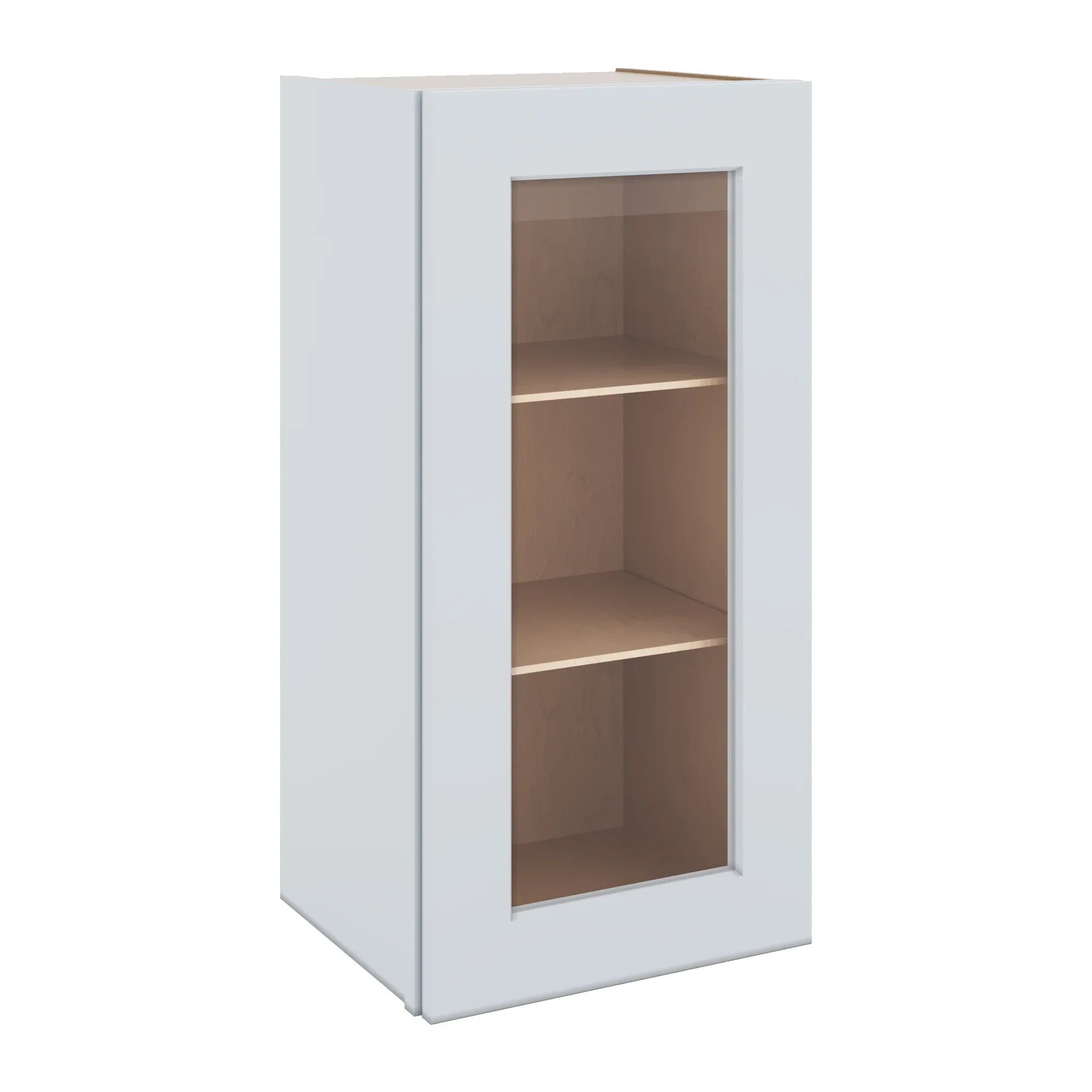 J&K White Shaker S8 Wall Glass Cabinet - 15" W x 30" H (No Glass Insert)