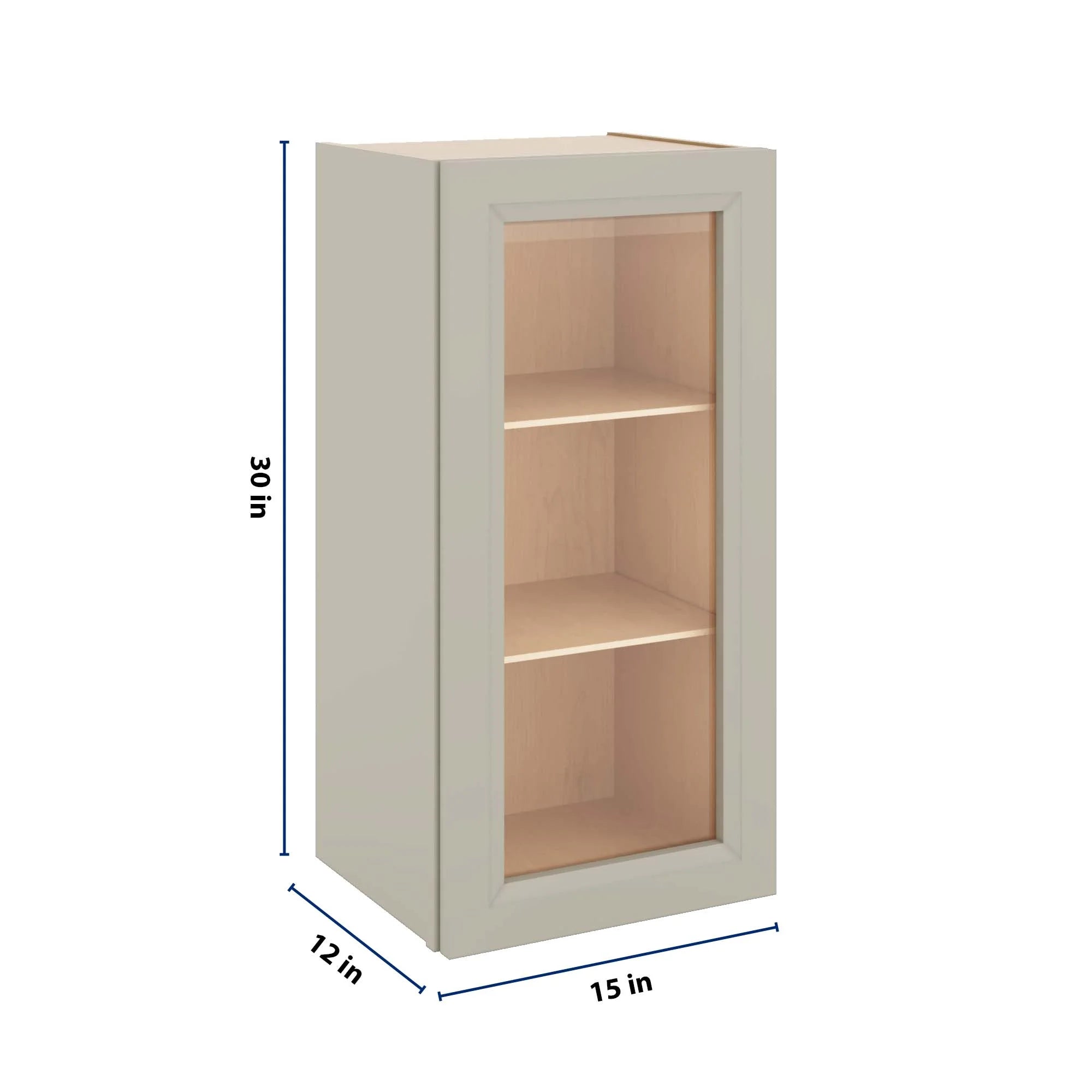 J&K Pebble B6 Wall Glass Cabinet - 15" W x 30" H (No Glass Insert)
