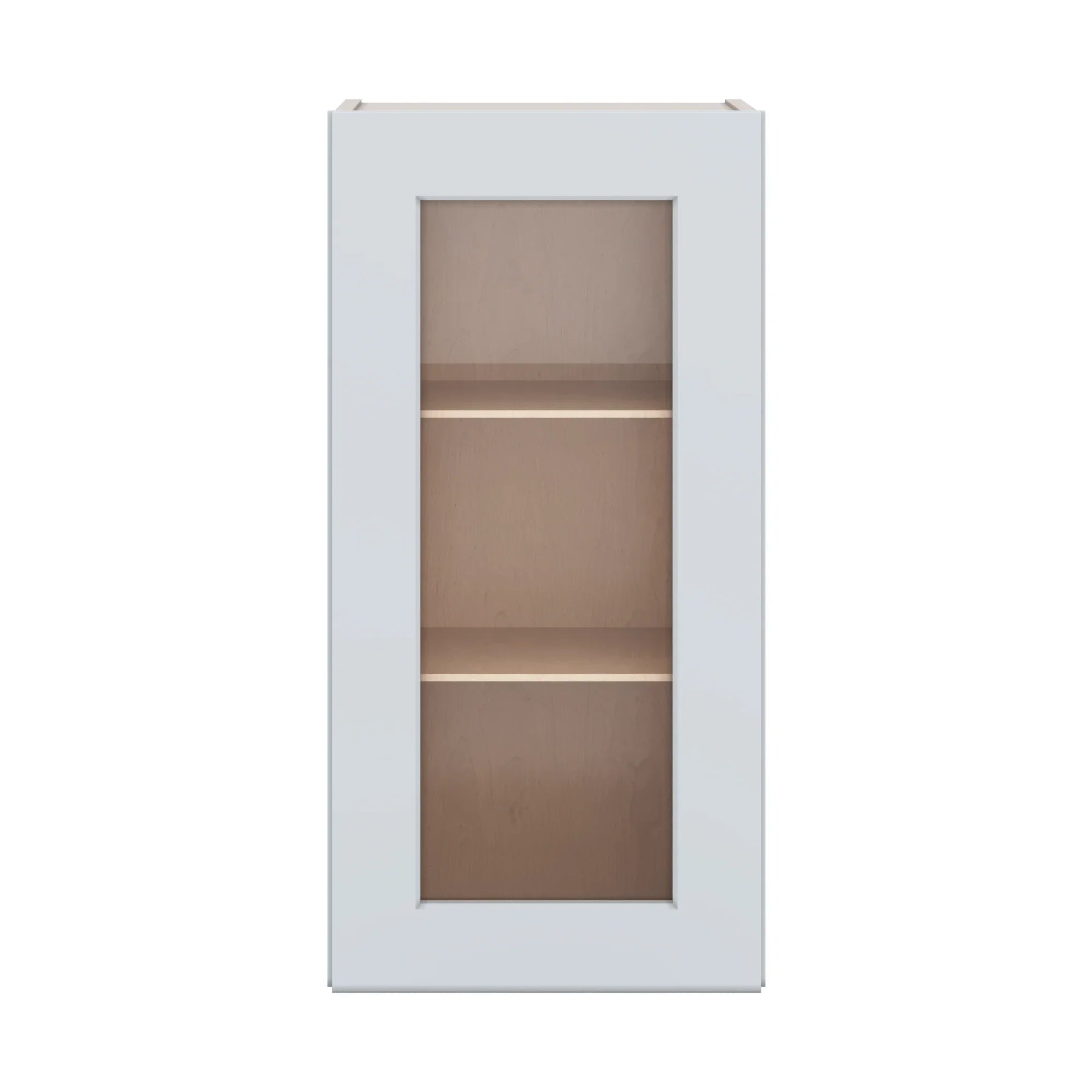 J&K White Shaker S8 Wall Glass Cabinet 15" W x 30" H (No Glass Insert)