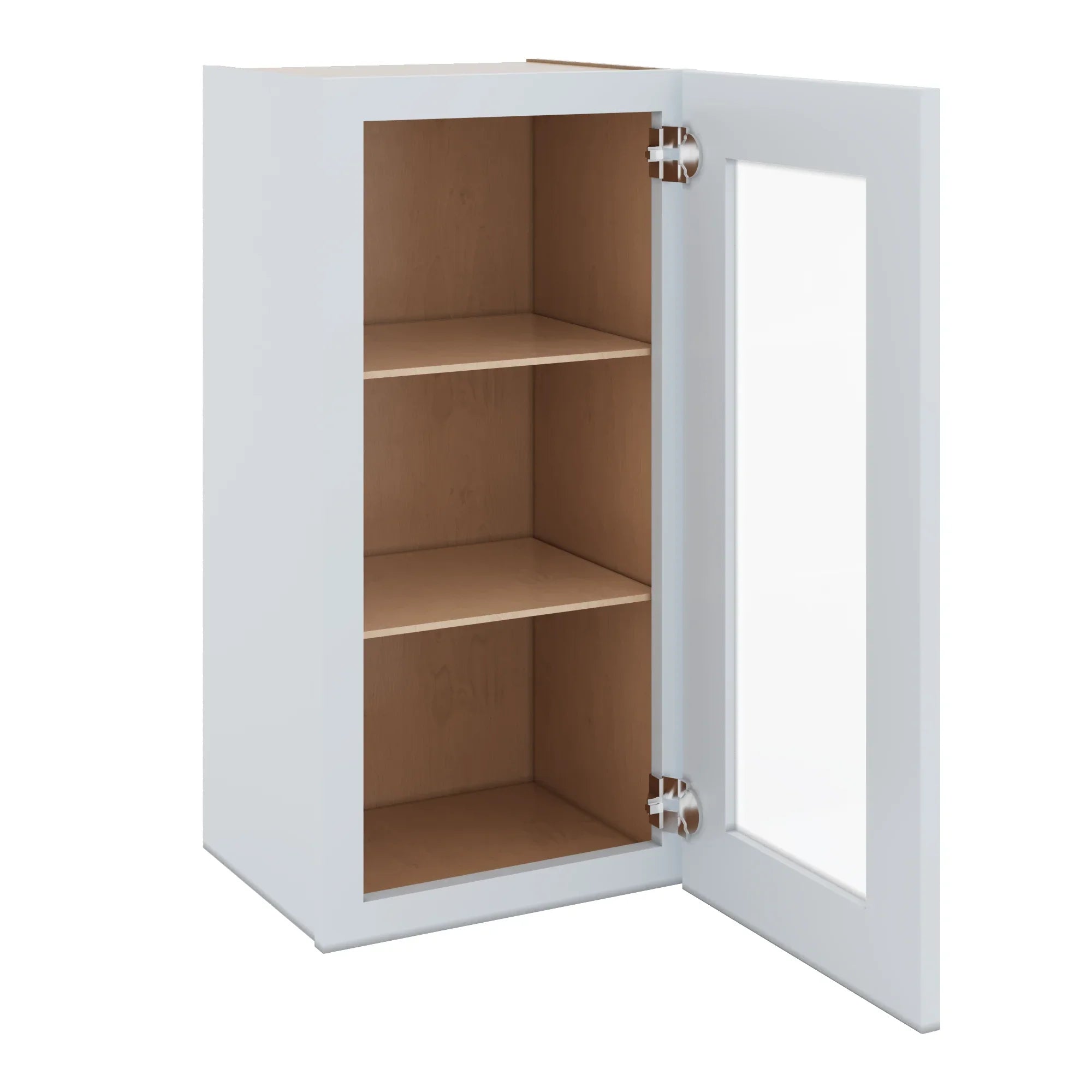 J&K White Shaker S8 Wall Glass Cabinet 15" W x 30" H (No Glass Insert)