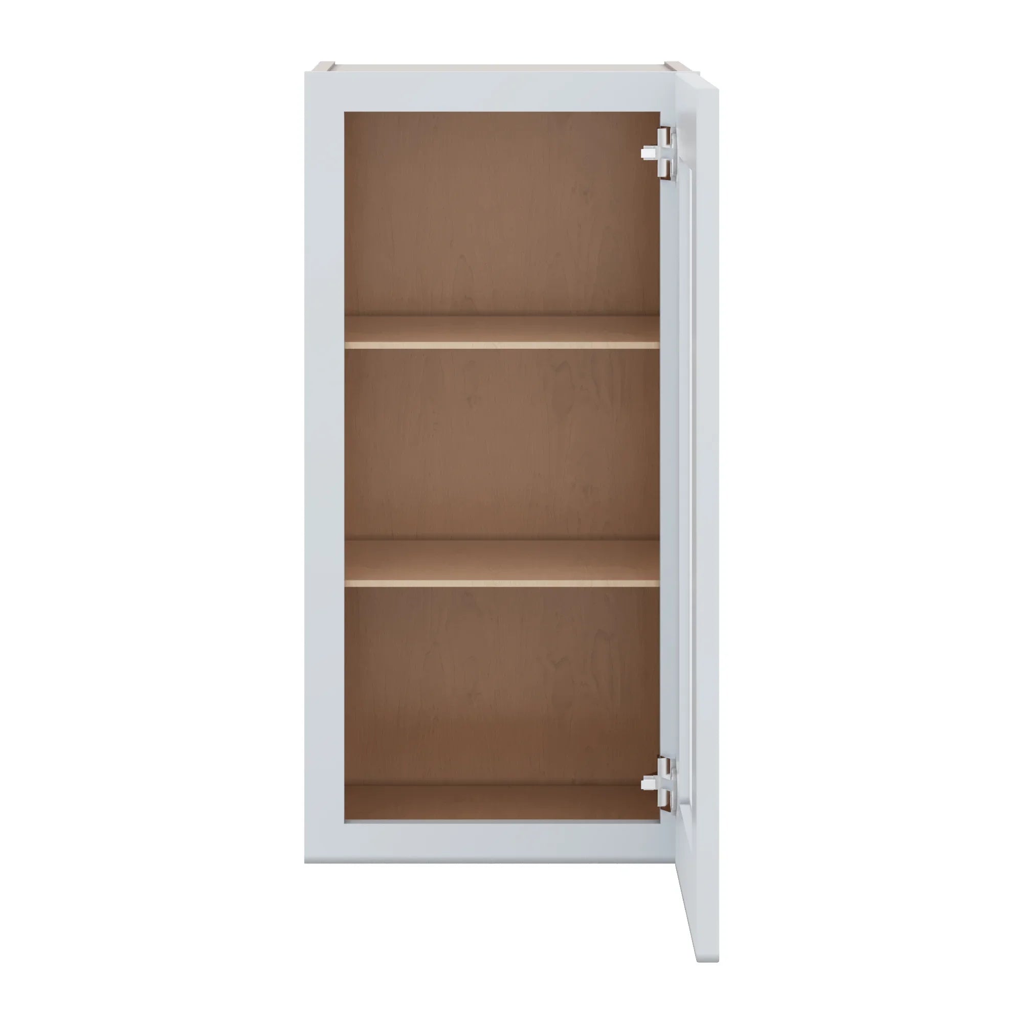 J&K White Shaker S8 Wall Glass Cabinet 15" W x 30" H (No Glass Insert)