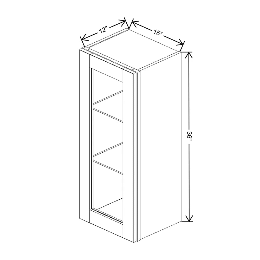 J&K Charcoal E2 Wall Glass Cabinet - 15" W x 36" H (No Glass Insert)