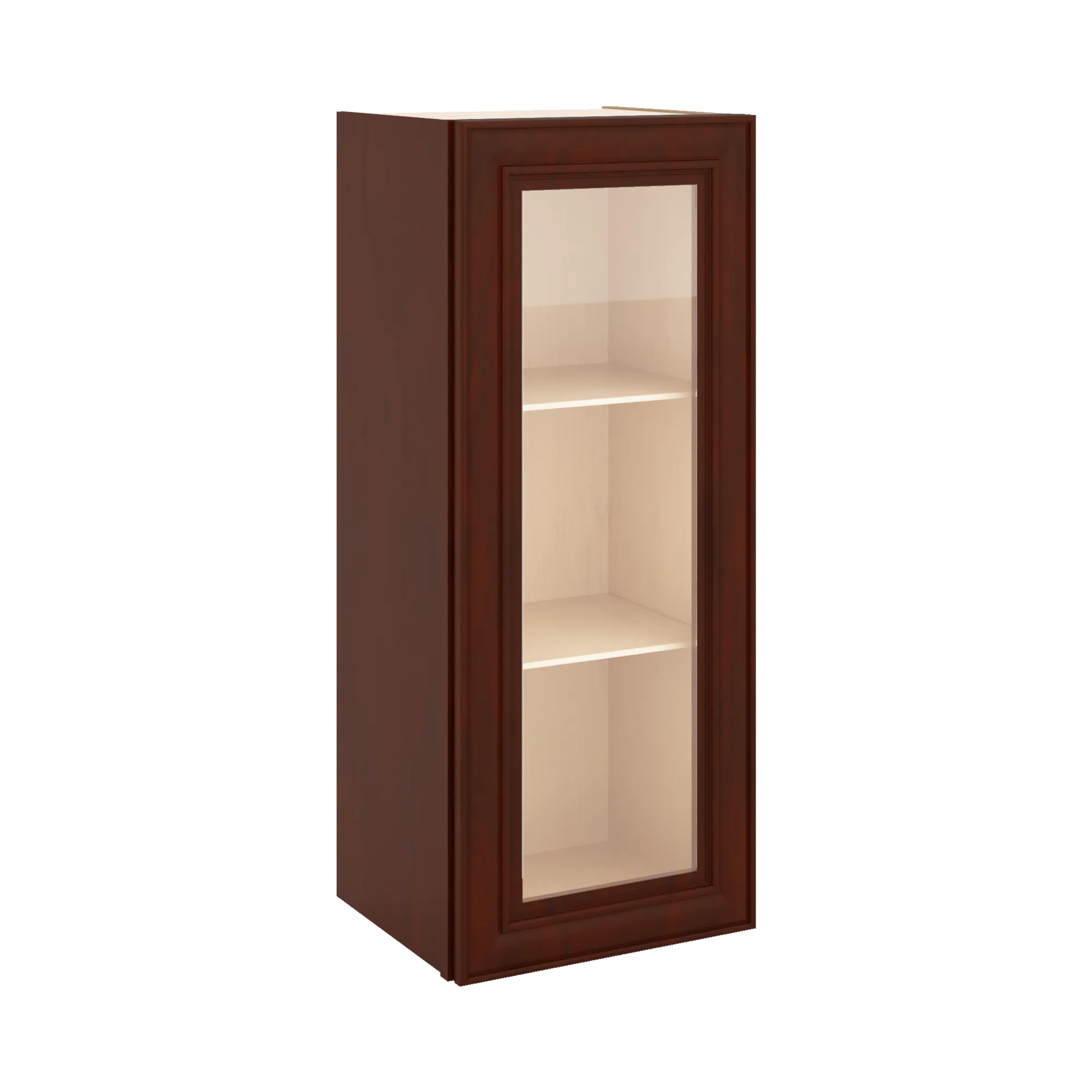 J&K Mahogany J5 Wall Glass Cabinet - 15" W x 36" H (No Glass Insert)