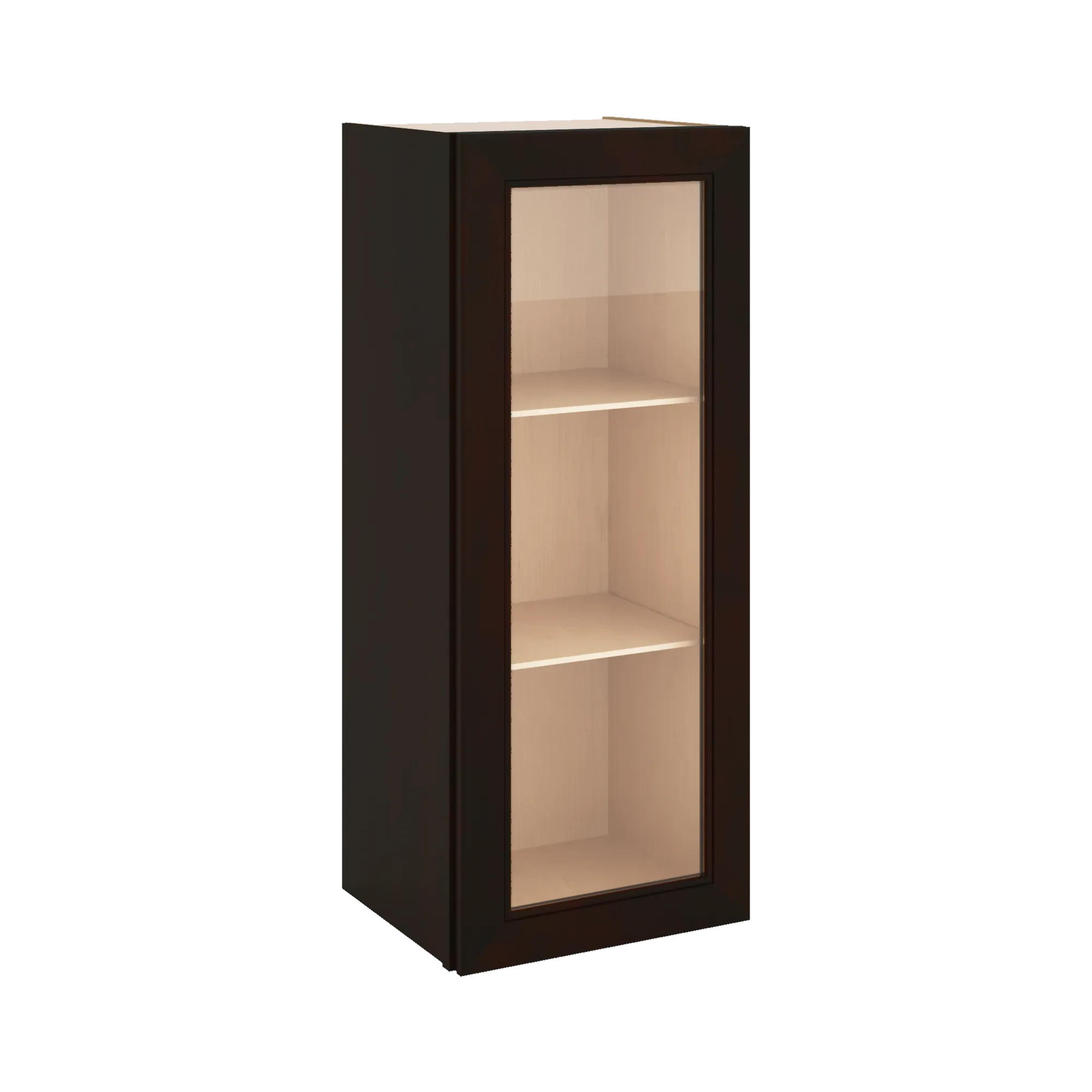 J&K Espresso K8 Wall Glass Cabinet - 15" W x 36" H (No Glass Insert)