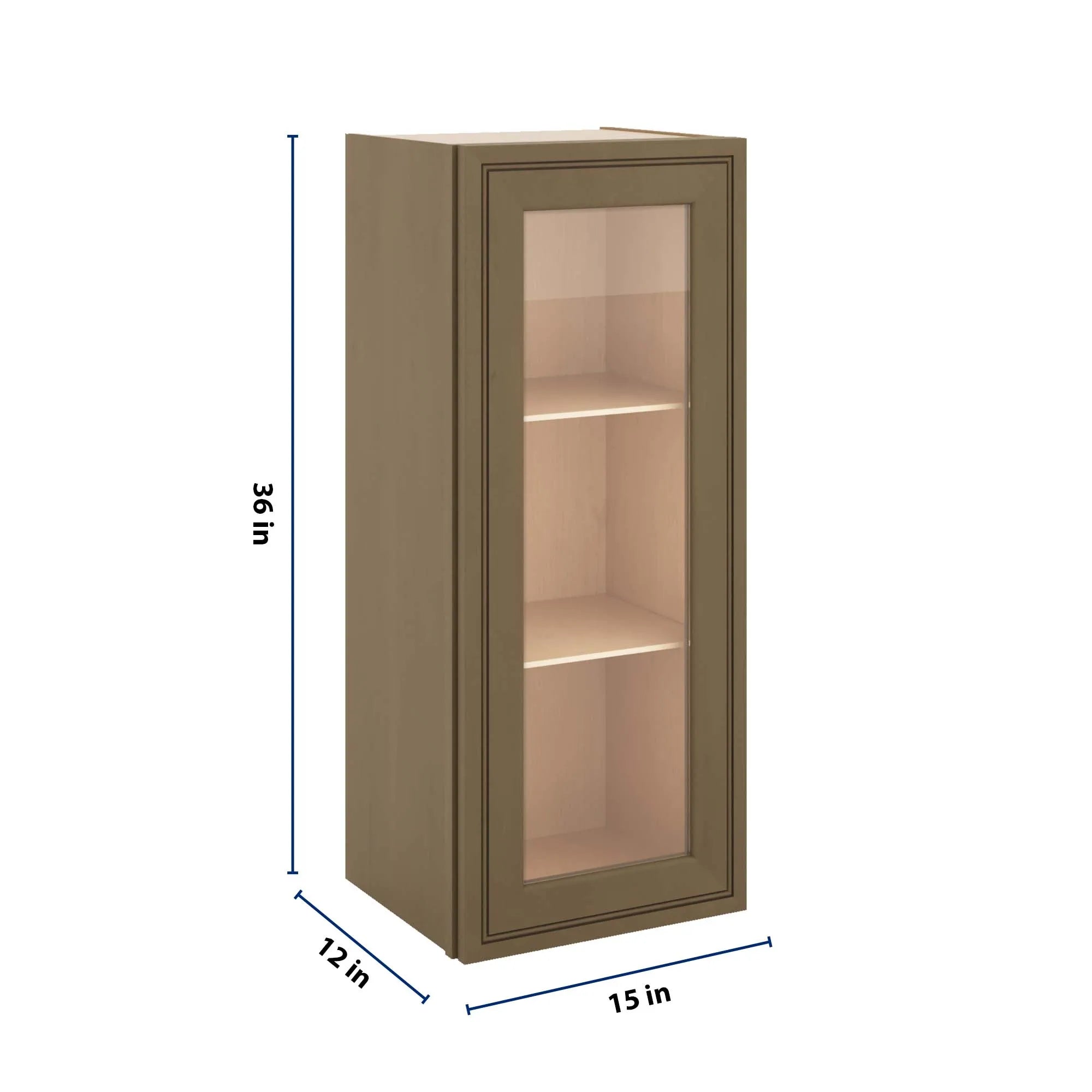 J&K Hazel H8 Wall Glass Cabinet - 15" W x 36" H (No Glass Insert)