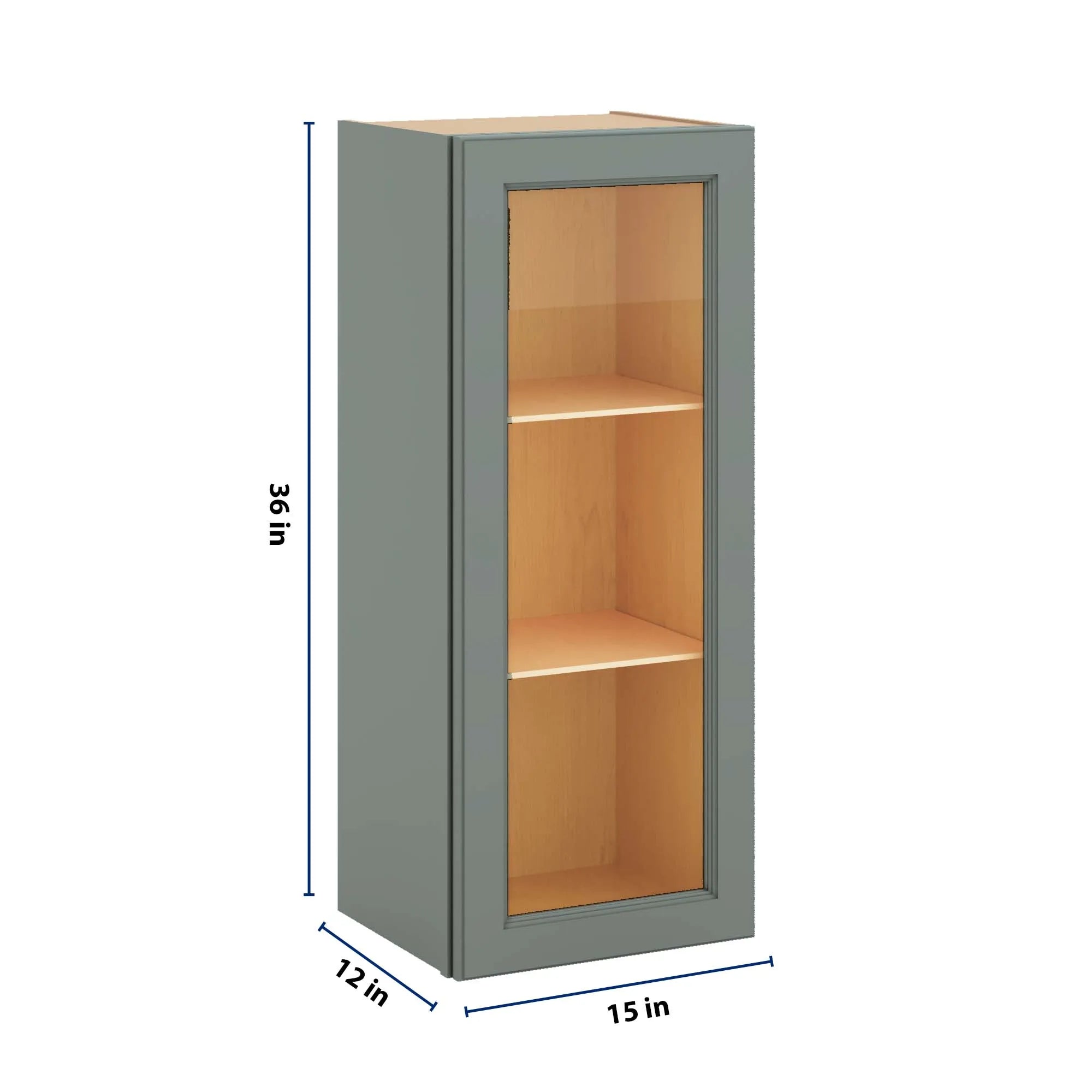 J&K Sage E3 Wall Glass Cabinet - 15" W x 36" H (No Glass Insert)