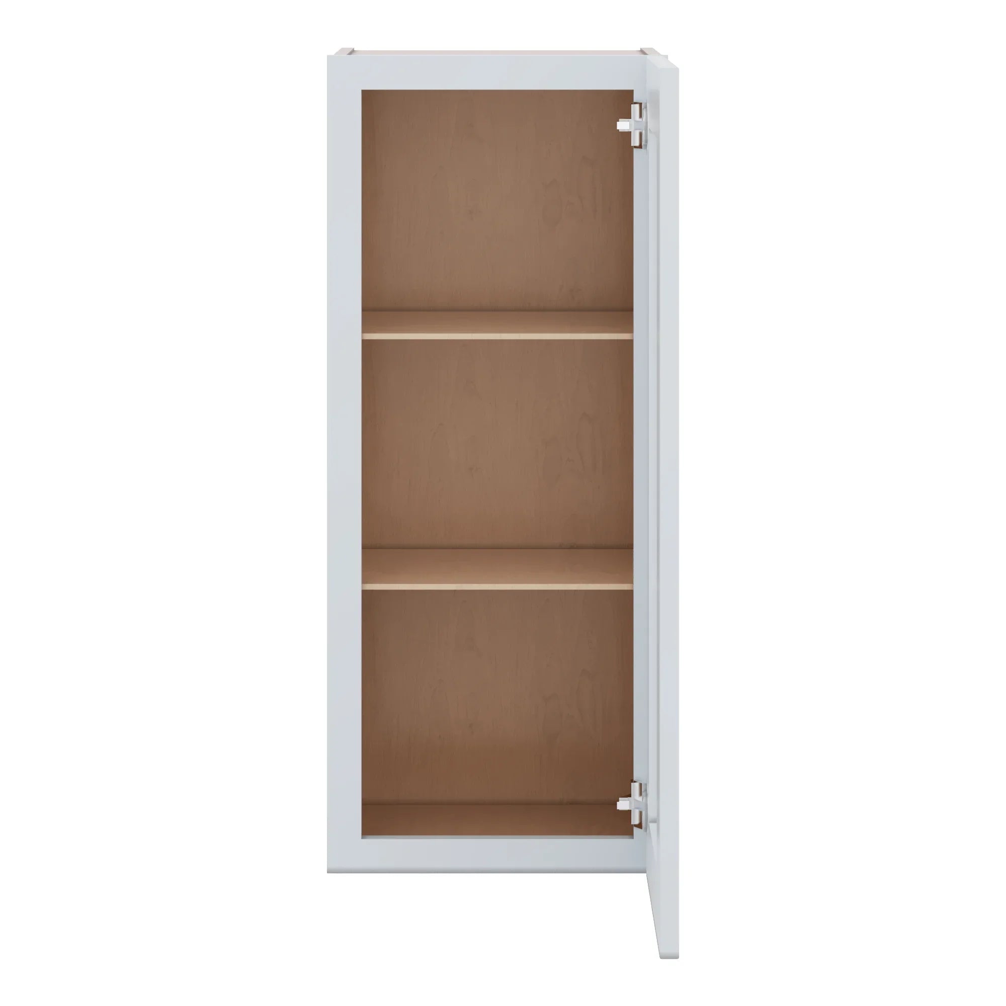 J&K White Shaker S8 Wall Glass Cabinet 15" W x 36" H (No Glass Insert)