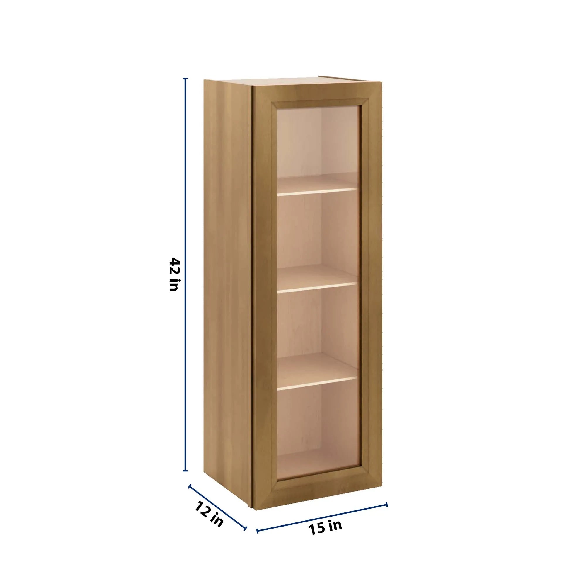 J&K Butterscotch B8 Wall Glass Cabinet - 15" W x 42" H (No Glass Insert)