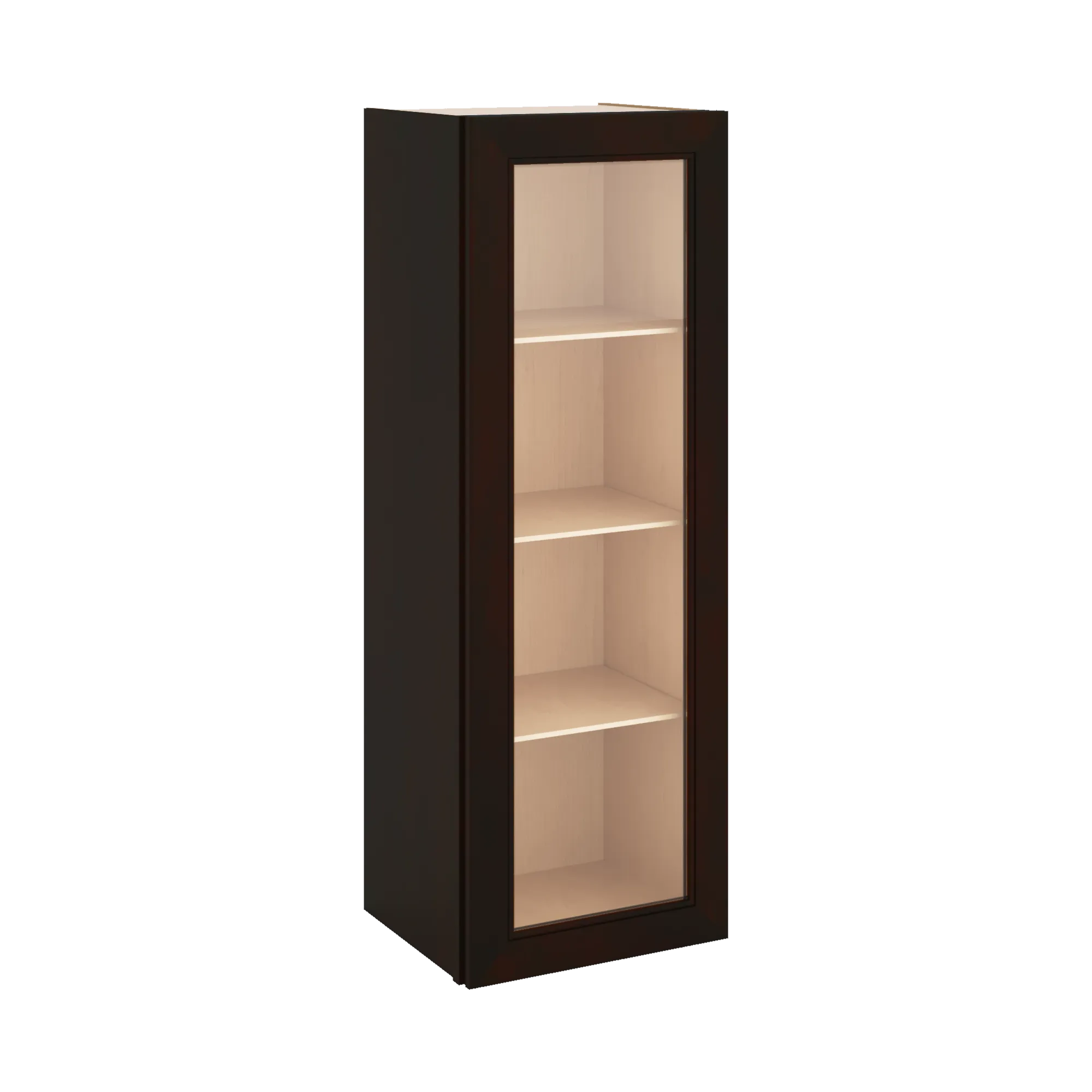 J&K Espresso K8 Wall Glass Cabinet - 15" W x 42" H (No Glass Insert)