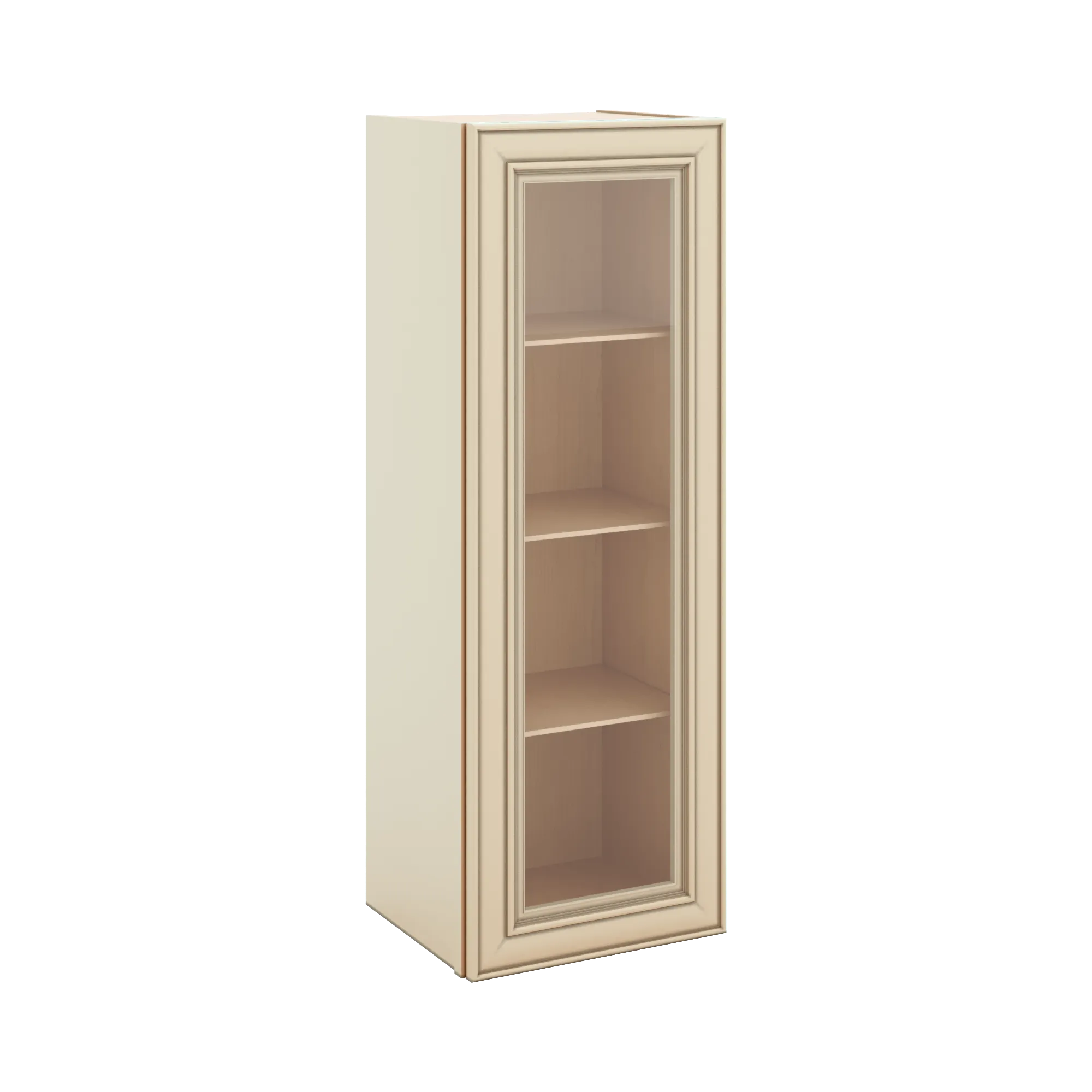 J&K Creme Glazed A7 Wall Glass Cabinet - 15" W x 42" H (No Glass Insert)