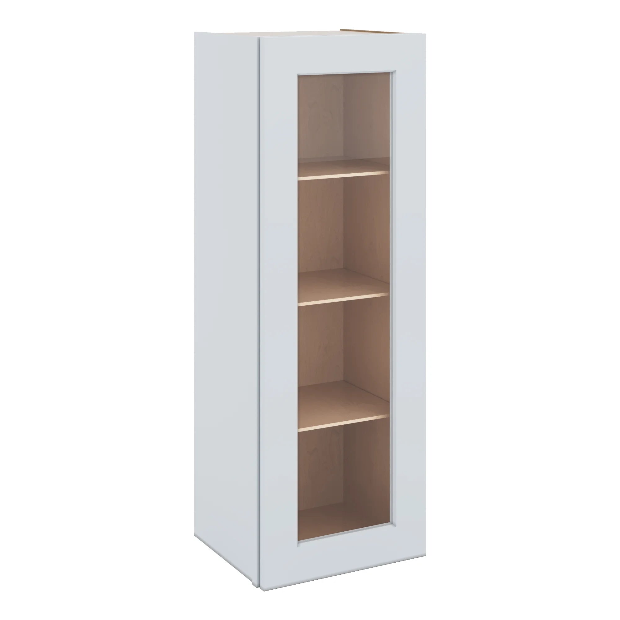 J&K White Shaker S8 Wall Glass Cabinet - 15" W x 42" H (No Glass Insert)