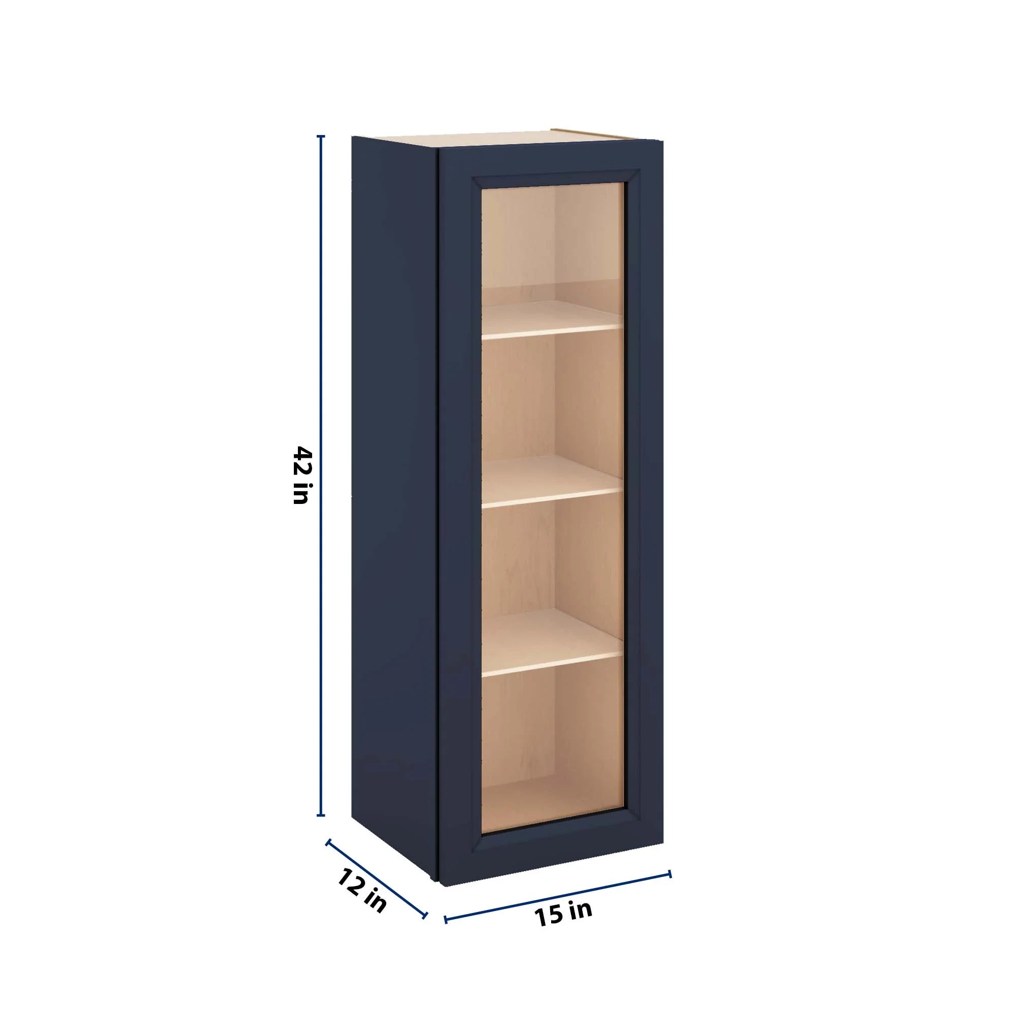 J&K Naval B7 Wall Glass Cabinet - 15" W x 42" H (No Glass Insert)