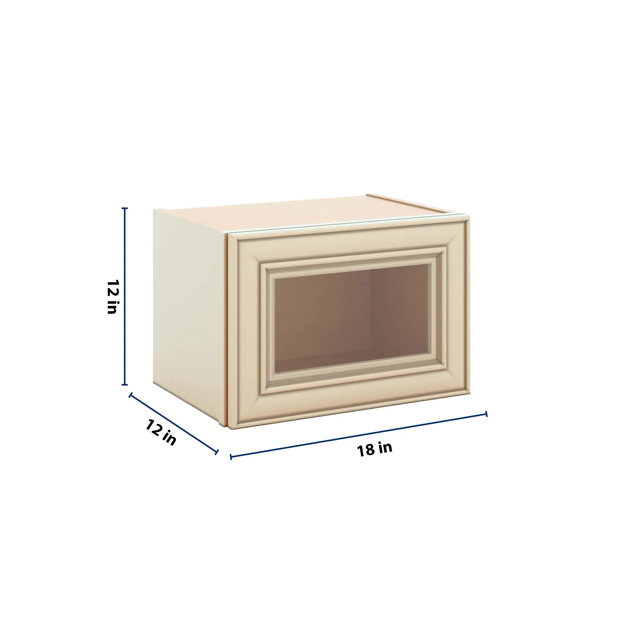 J&K Creme Glazed A7 Wall Glass Cabinet - 18" W x 12" H (No Glass Insert)