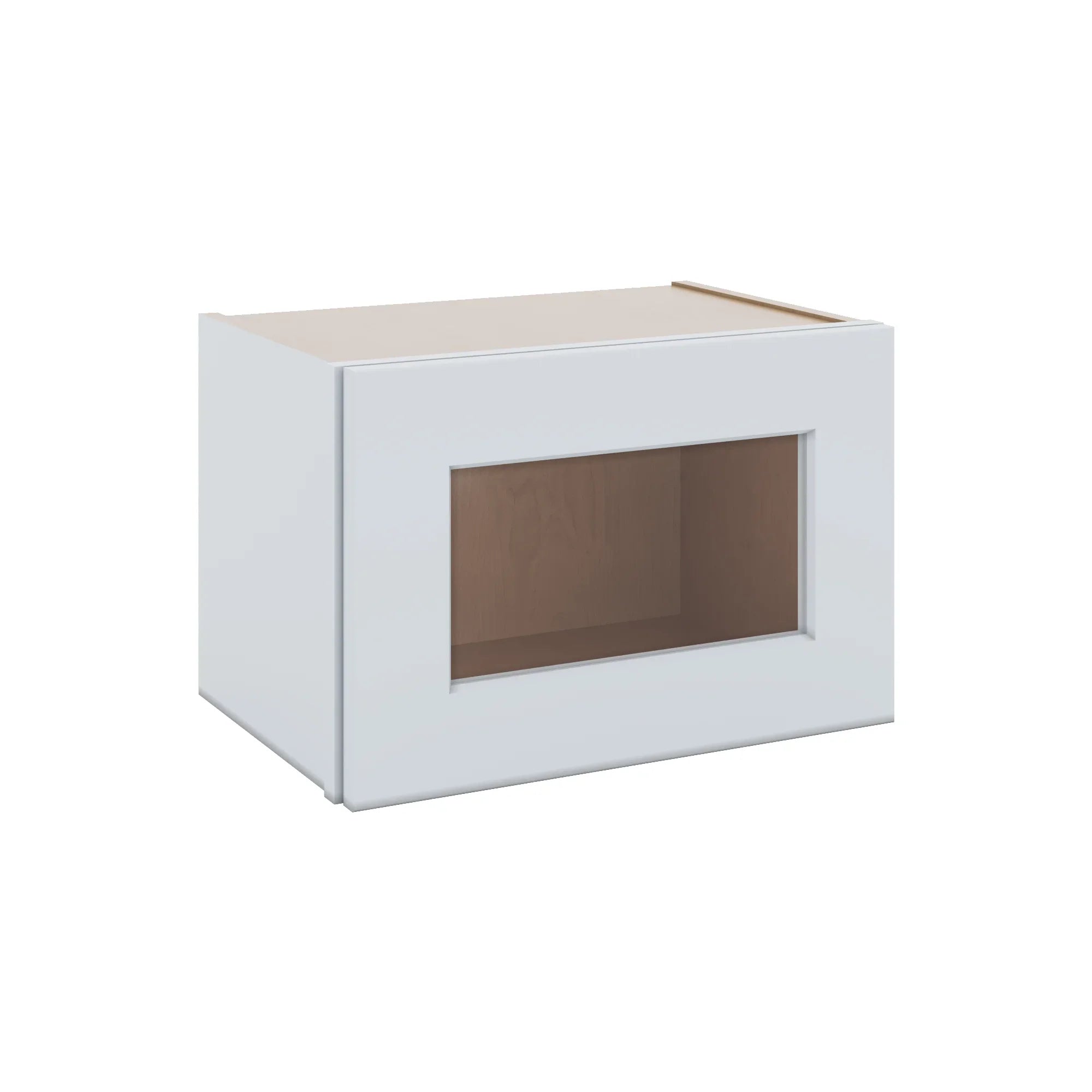 J&K White Shaker S8 Wall Glass Cabinet - 18" W x 12" H (No Glass Insert)