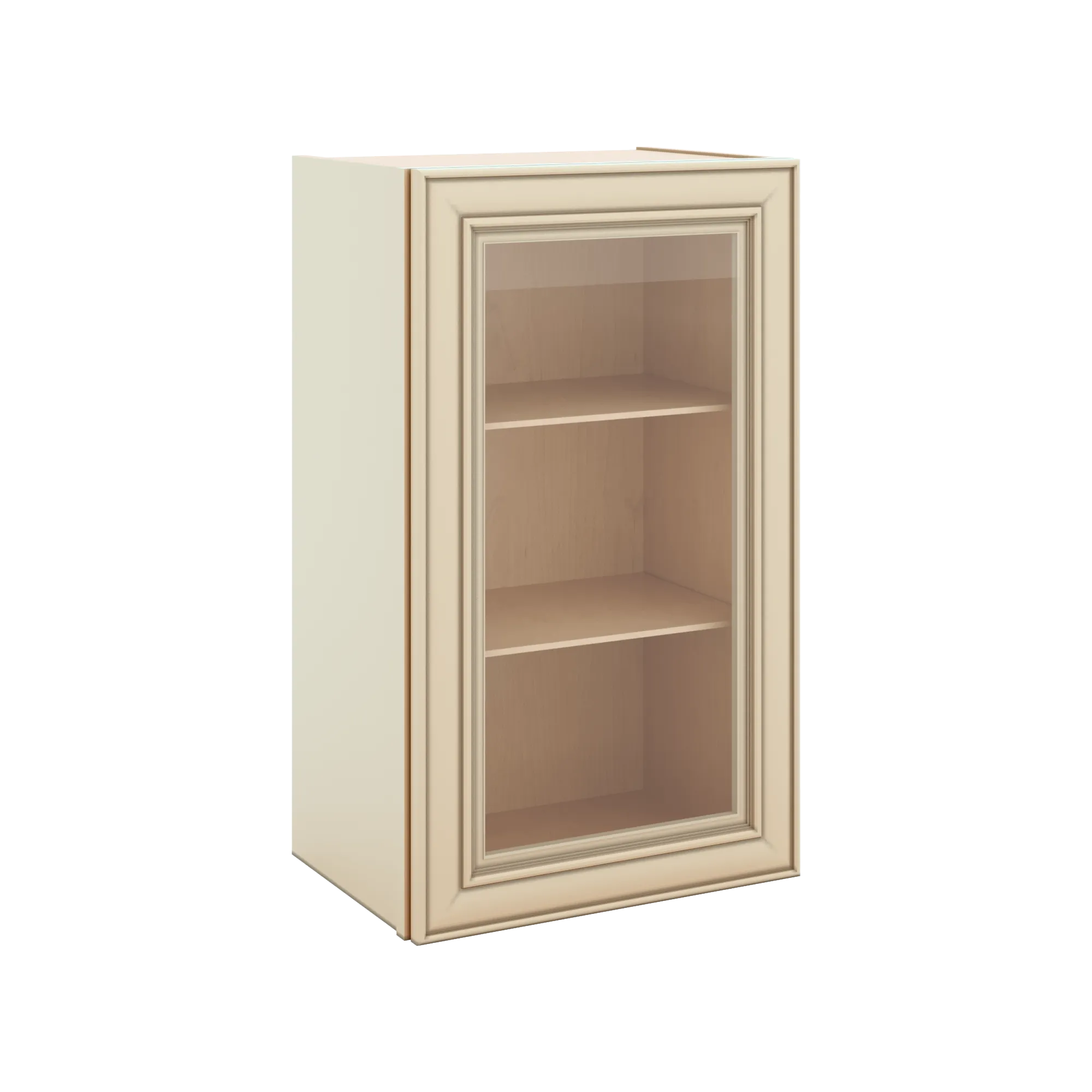 J&K Creme Glazed A7 Wall Glass Cabinet - 18" W x 30" H (No Glass Insert)