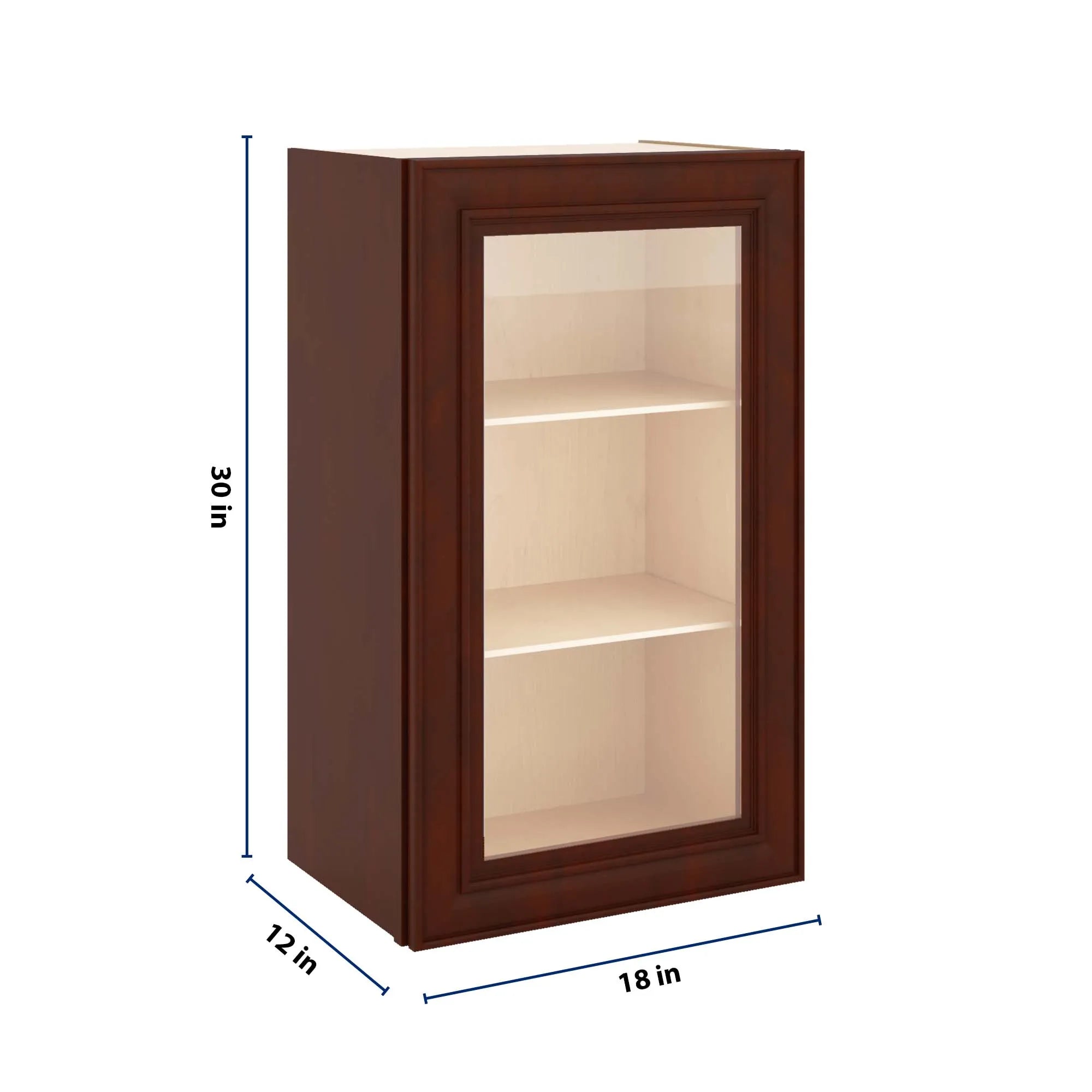 J&K Mahogany J5 Wall Glass Cabinet - 18" W x 30" H (No Glass Insert)