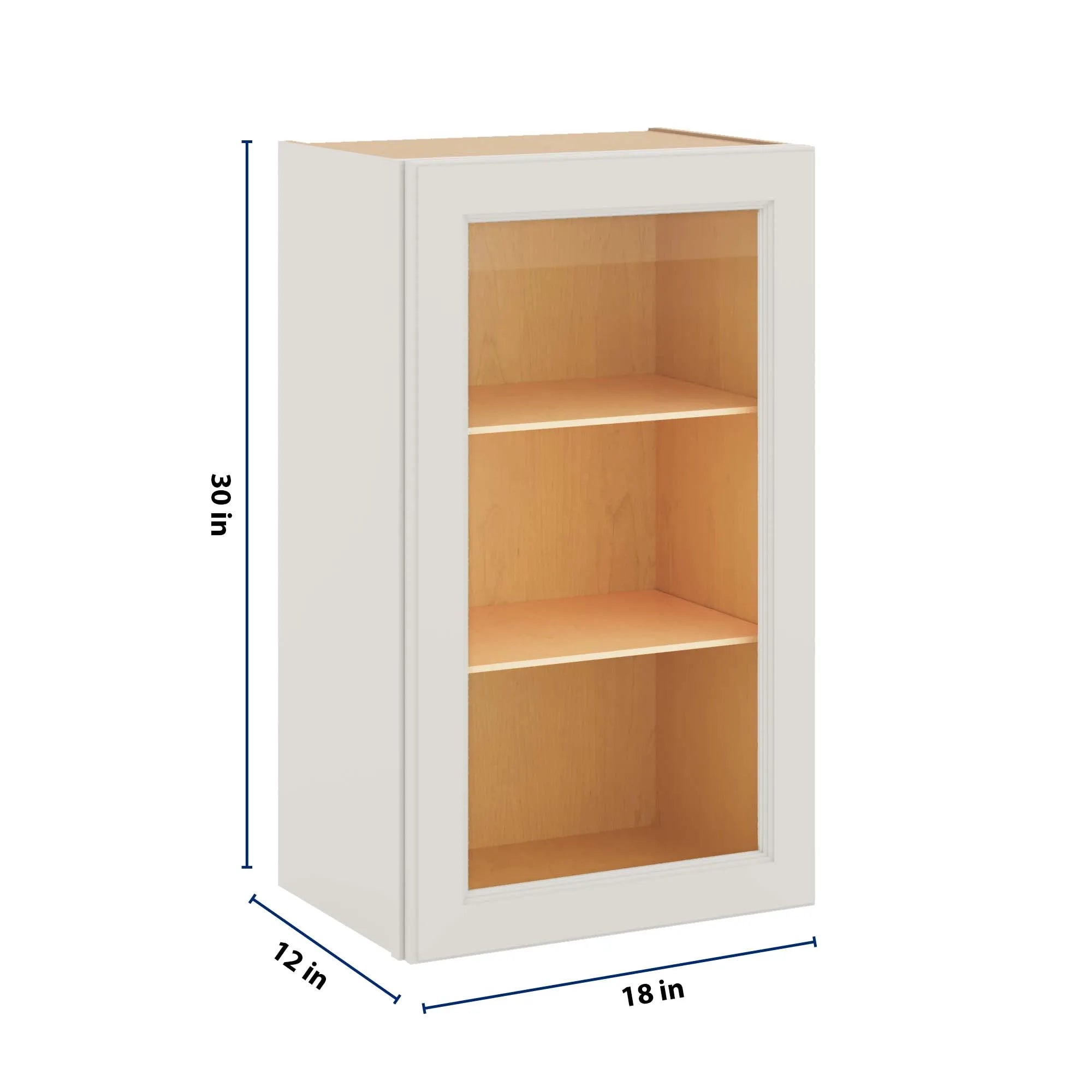J&K Dove E1 Wall Glass Cabinet - 18" W x 30" H (No Glass Insert)
