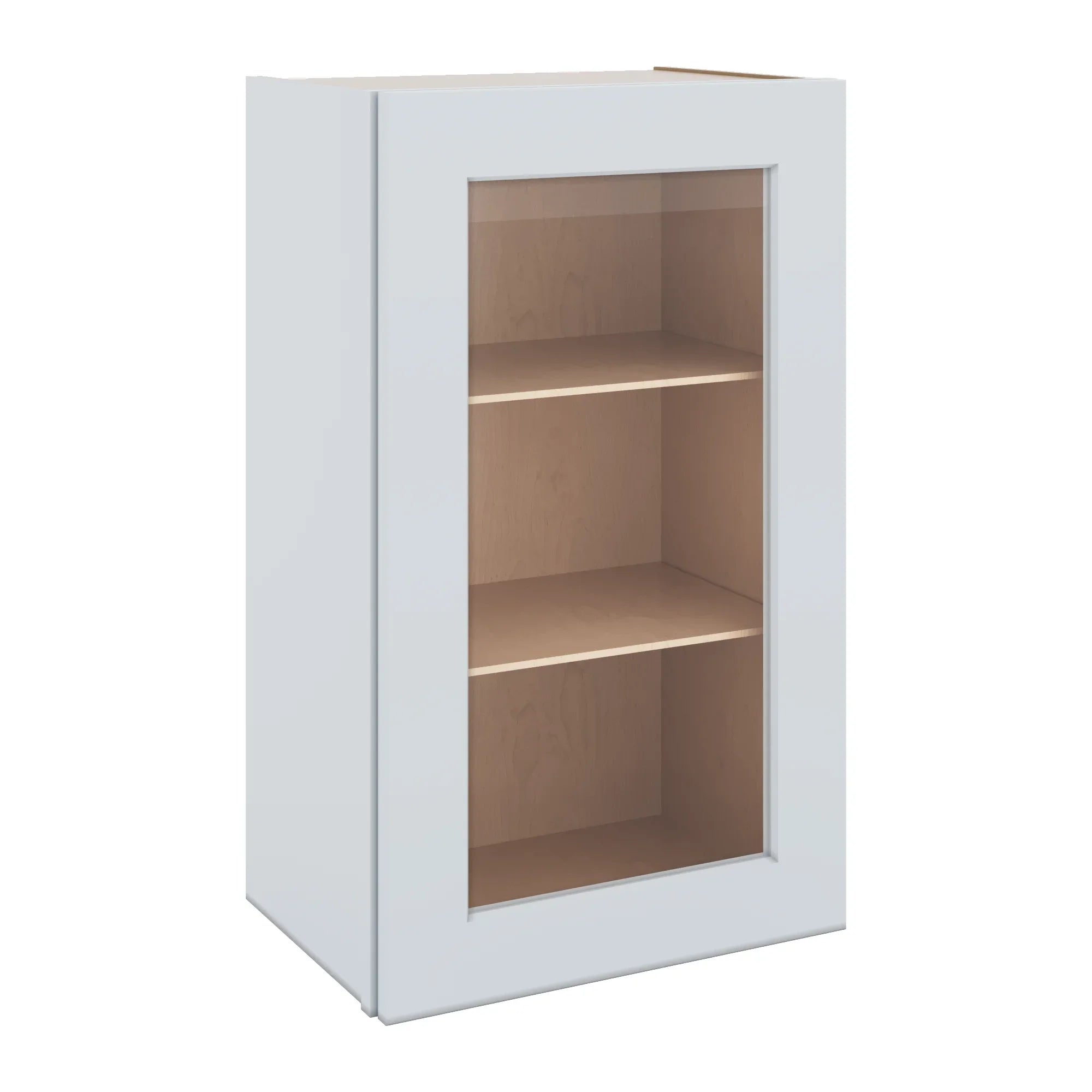 J&K White Shaker S8 Wall Glass Cabinet - 18" W x 30" H (No Glass Insert)
