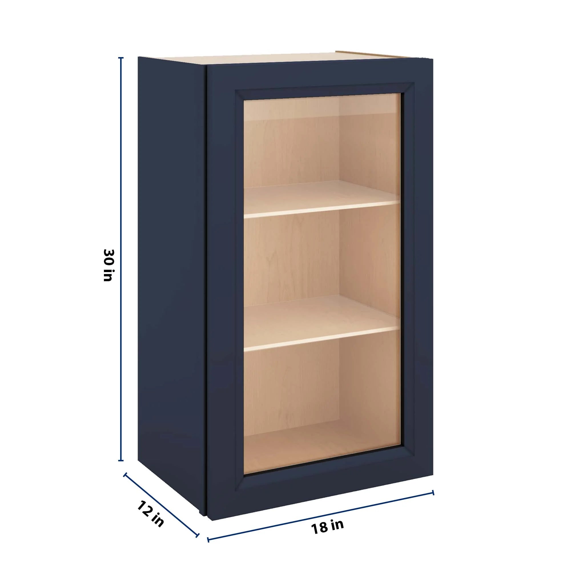 J&K Naval B7 Wall Glass Cabinet - 18" W x 30" H (No Glass Insert)
