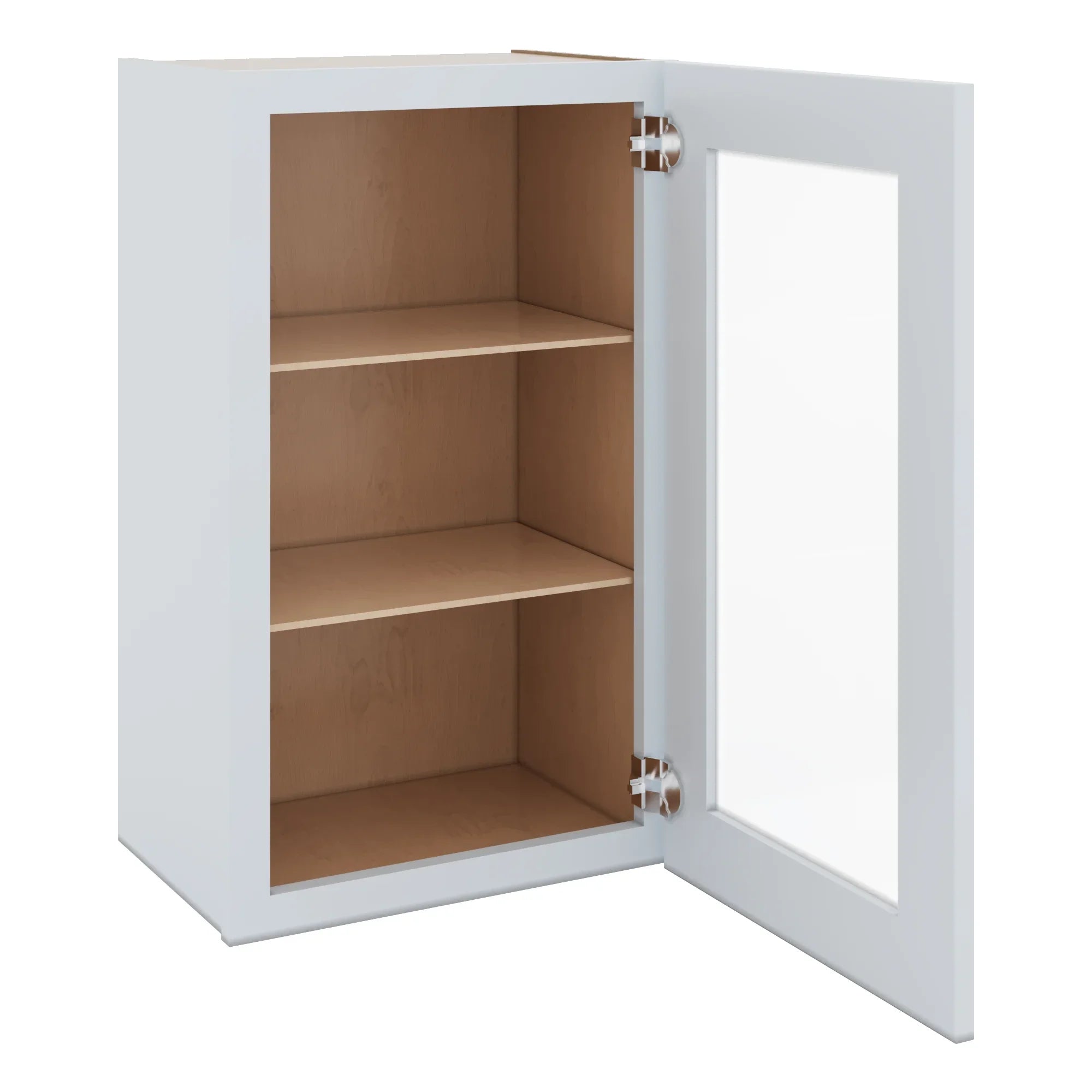 J&K White Shaker S8 Wall Glass Cabinet 18" W x 30" H (No Glass Insert)