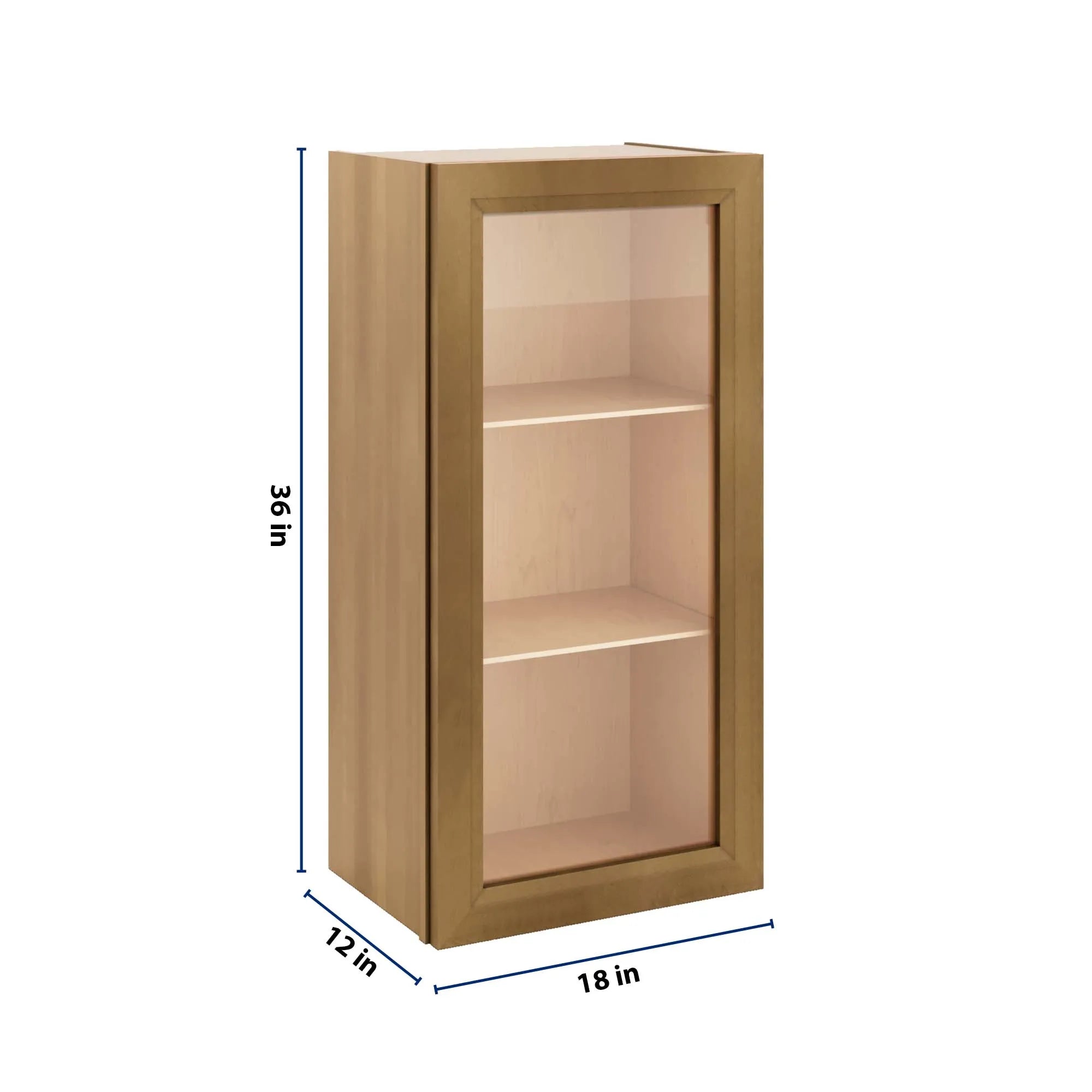 J&K Butterscotch B8 Wall Glass Cabinet - 18" W x 36" H (No Glass Insert)