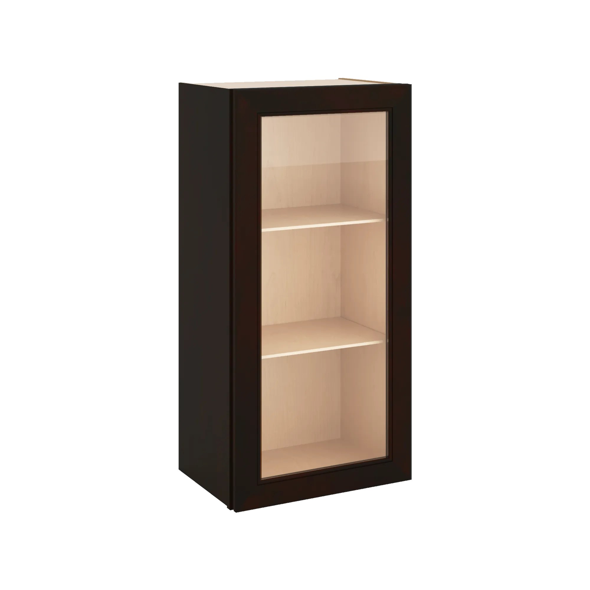 J&K Espresso K8 Wall Glass Cabinet - 18" W x 36" H (No Glass Insert)