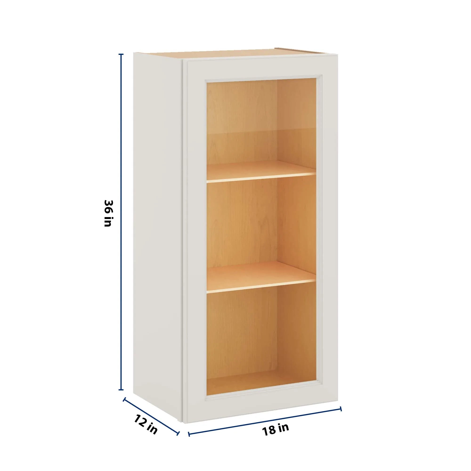 J&K Dove E1 Wall Glass Cabinet - 18" W x 36" H (No Glass Insert)